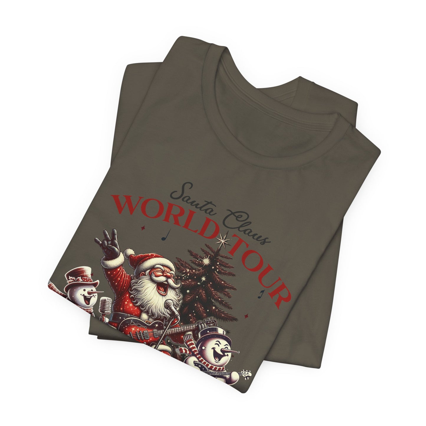 Santa Rocking Around the Christmas Tree Unisex Jersey Short Sleeve T-shirt - sizes S - 3X