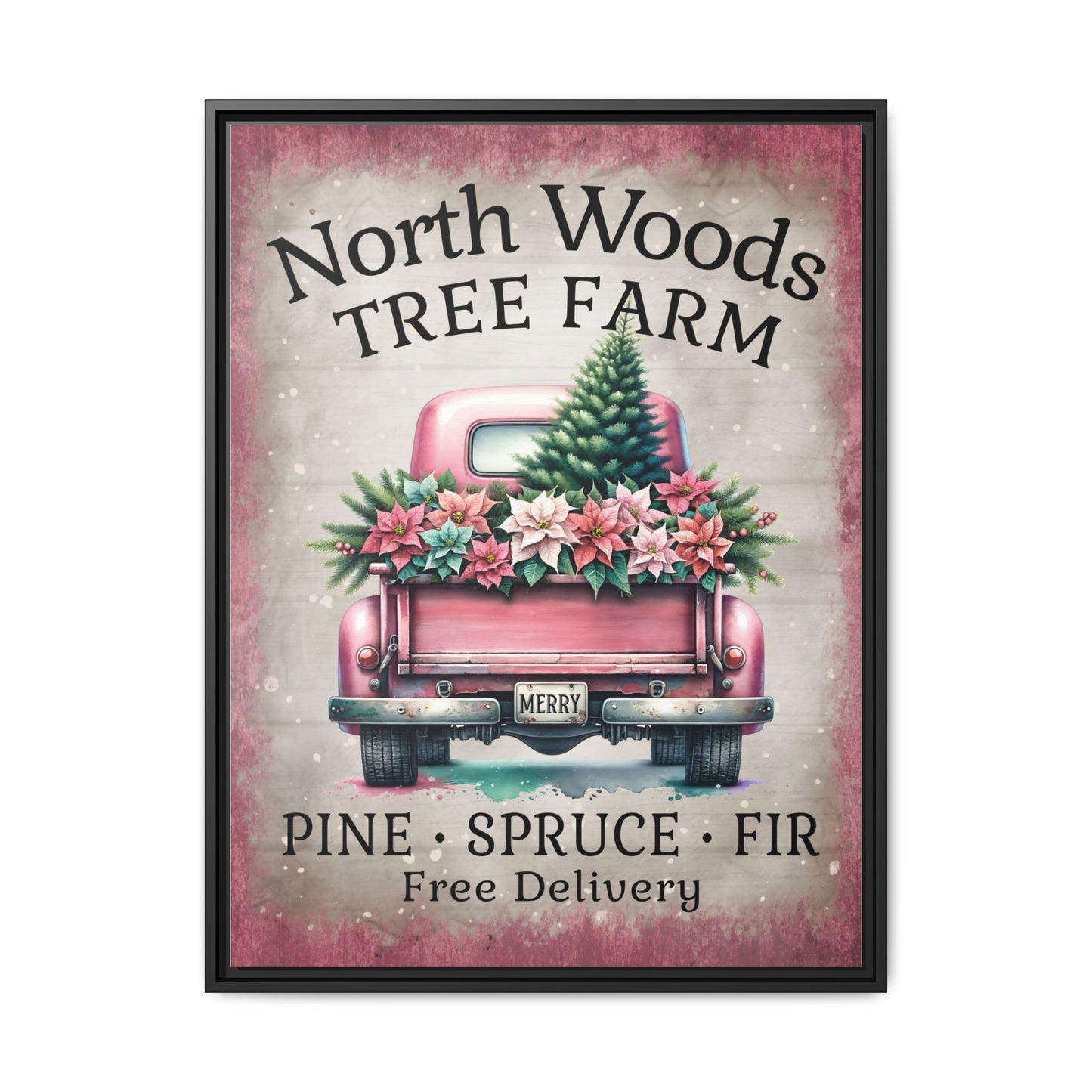 North Woods Tree Farm Matte Canvas, Framed (Multi-color)