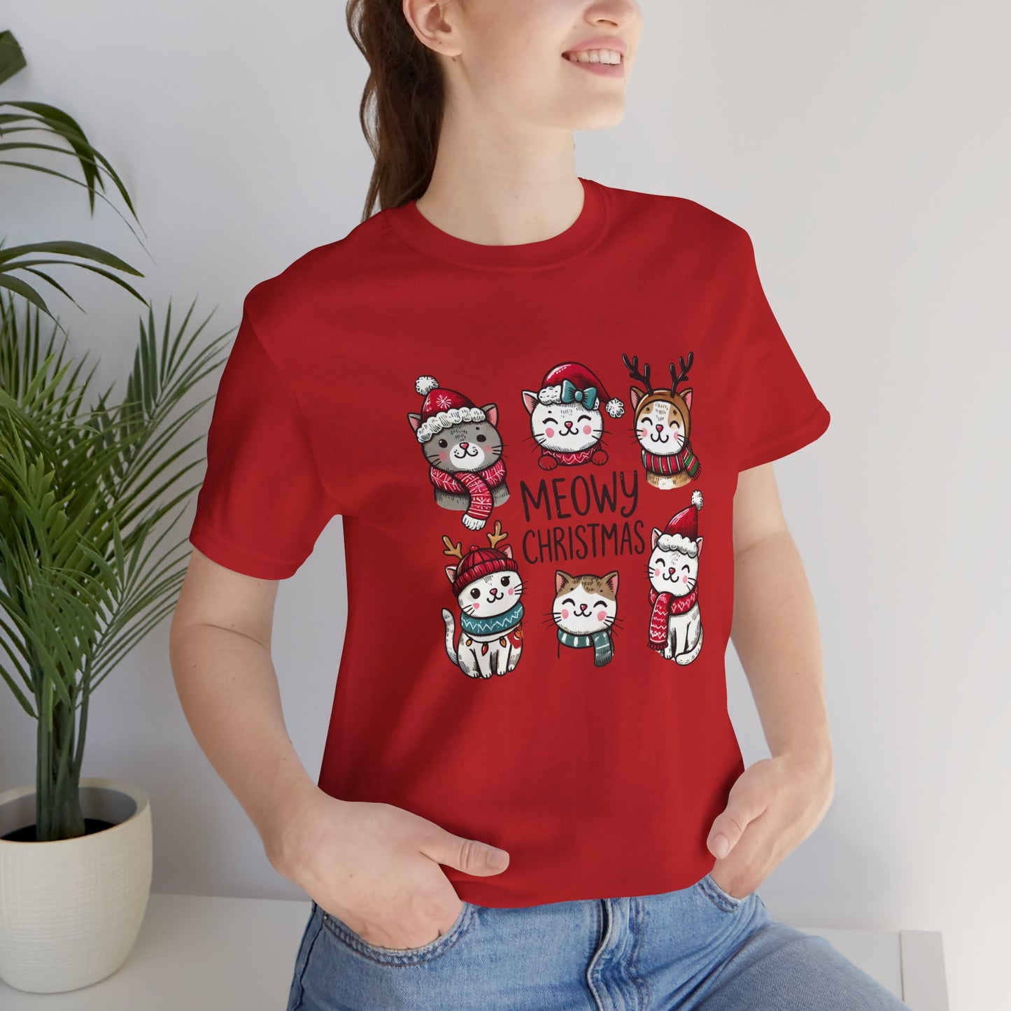 Meowy Christmas Unisex Jersey Short Sleeve Tee - size S - 3X