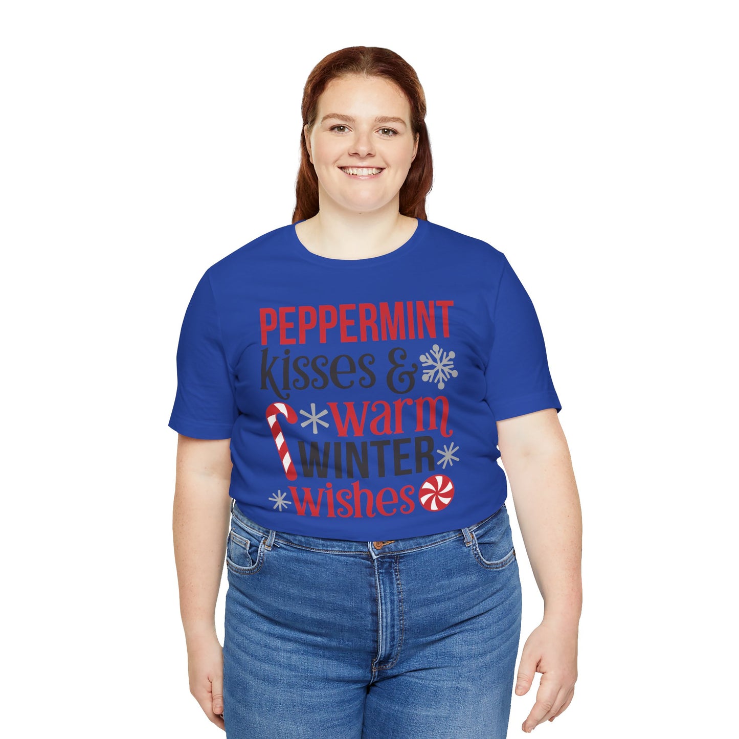 Peppermint Kisses and Warm Winter wishes Unisex Jersey Short Sleeve T-shirt - sizes S - 3X