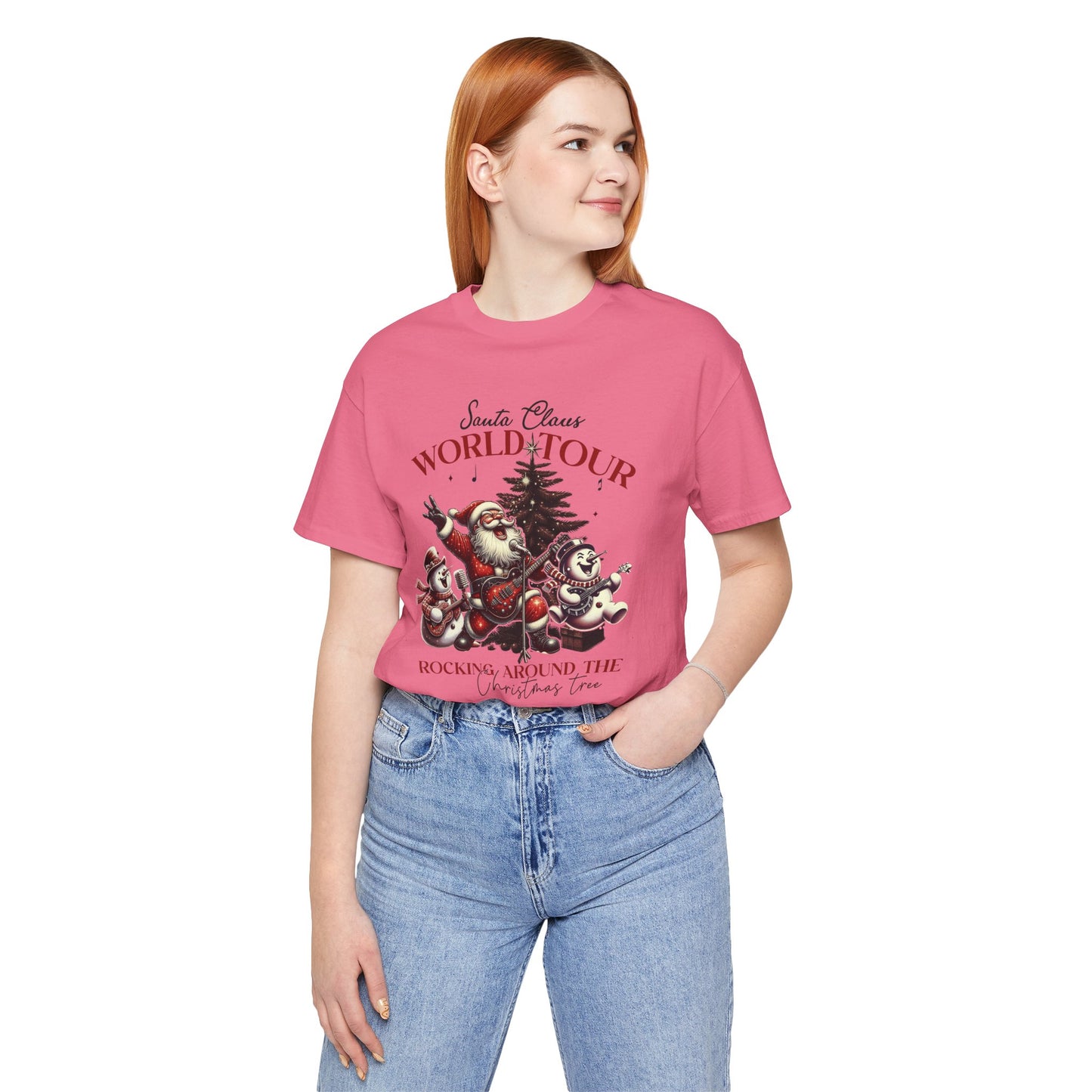 Santa Rocking Around the Christmas Tree Unisex Jersey Short Sleeve T-shirt - sizes S - 3X