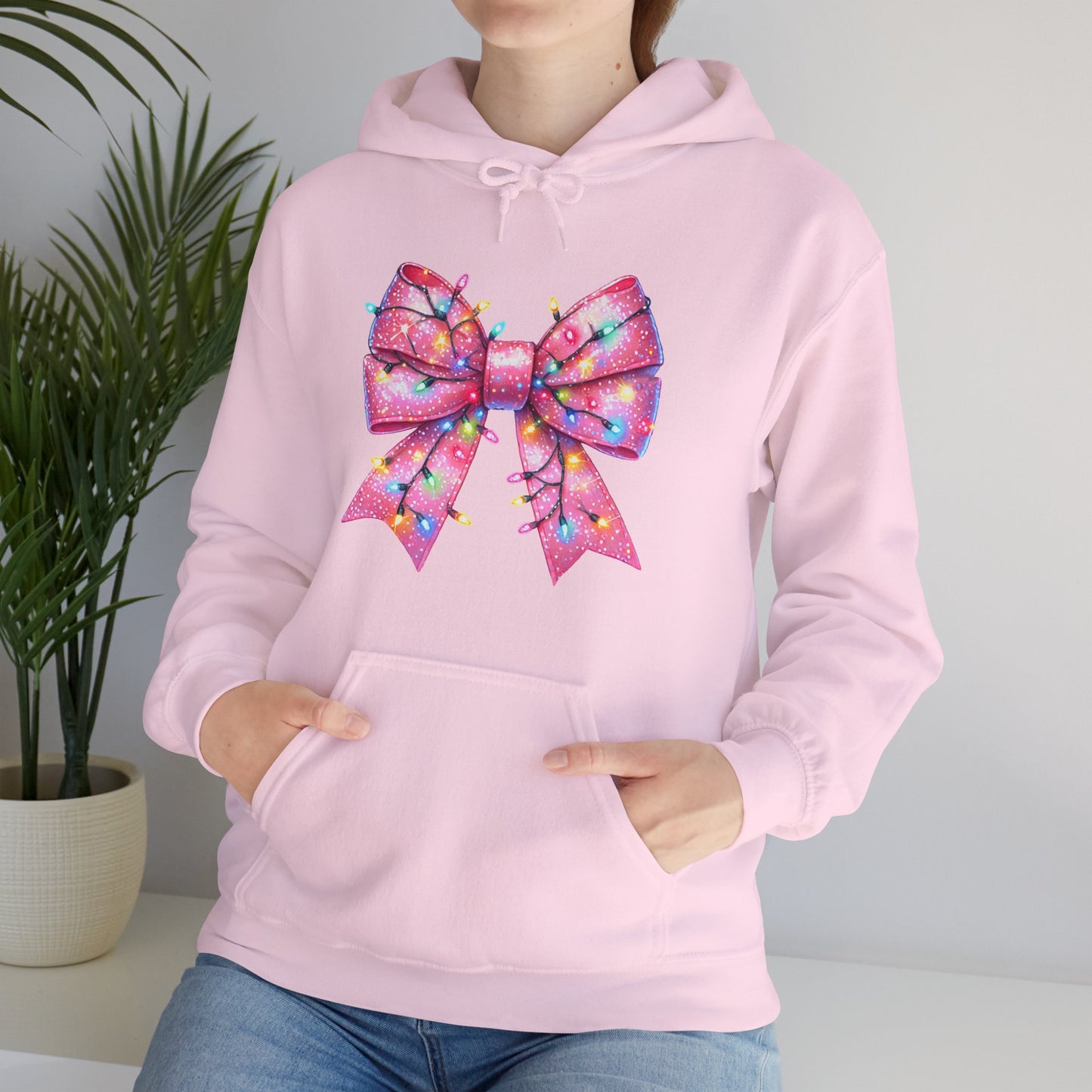 Big Pink Christmas Bow Unisex Heavy Blend™ Hooded Sweatshirt - sizes S - 3X