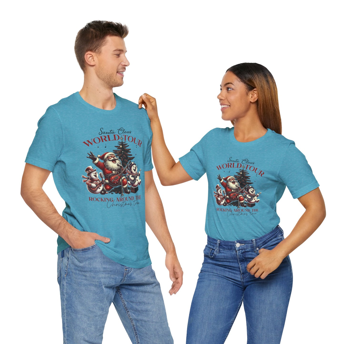 Santa Rocking Around the Christmas Tree Unisex Jersey Short Sleeve T-shirt - sizes S - 3X