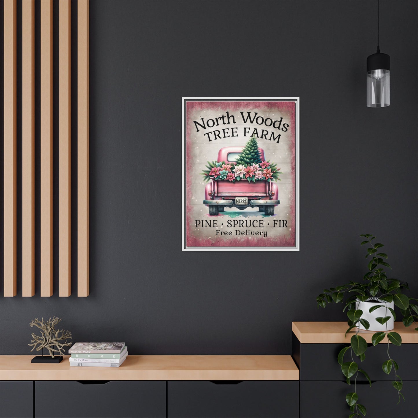 North Woods Tree Farm Matte Canvas, Framed (Multi-color)