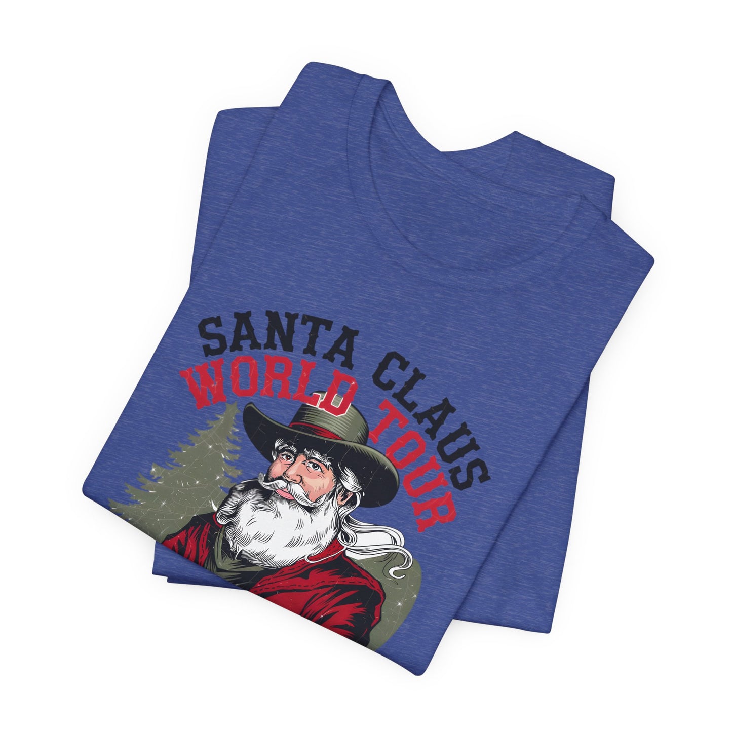Santa's World Tour Rocking around the Christmas Tree Unisex Jersey Short Sleeve Tee - sizes S - 3X