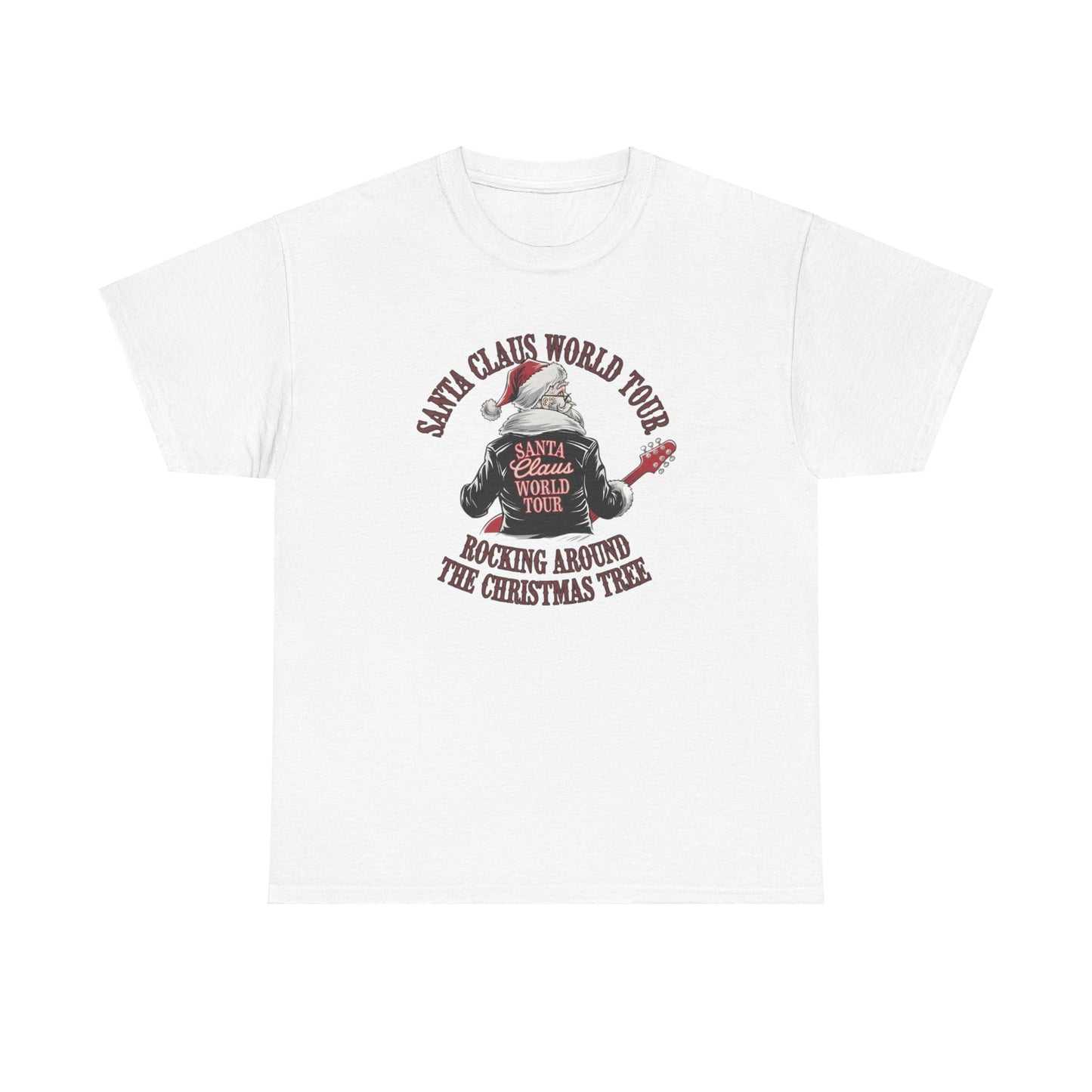 Santa Claus World Tour Unisex Heavy Cotton Tee - sizes S - 3X - Rocking around the Christmas Tree