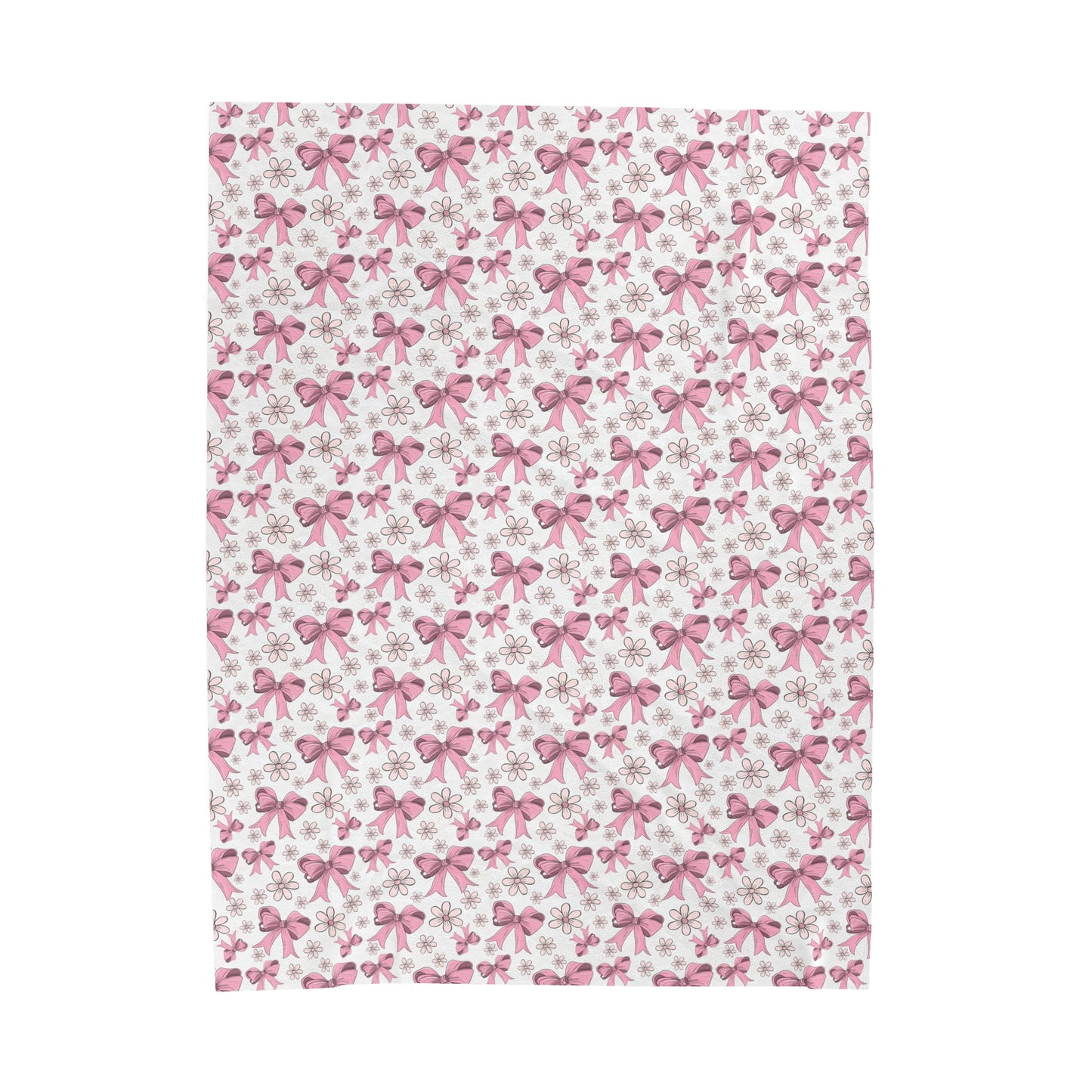 Velveteen Blanket - Pink Bows, Warm & Cozy - 3 sizes
