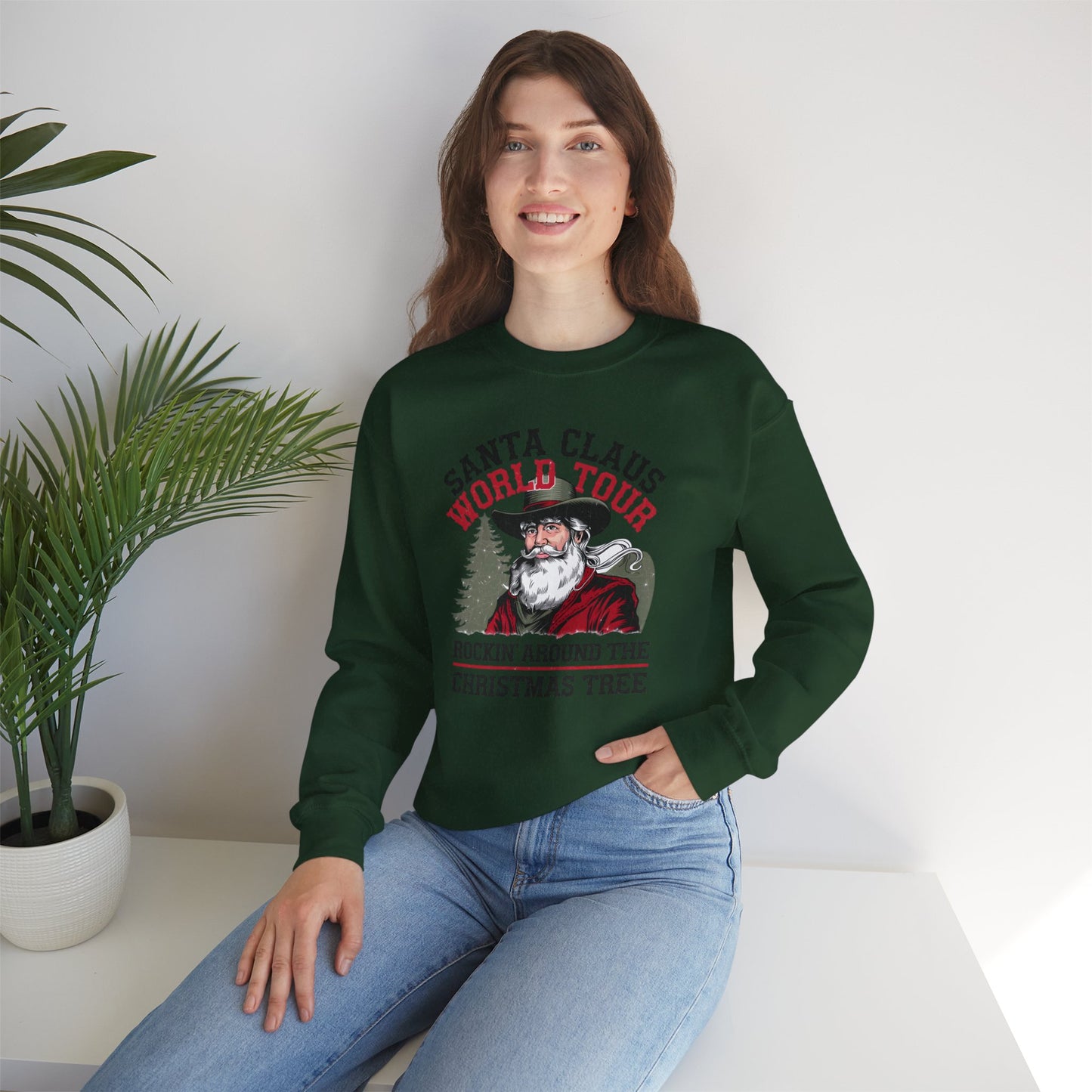 Santa Claus World Tour Unisex Heavy Blend™ Crewneck Sweatshirt - sizes S - 3X - Rocking around the Christmas Tree