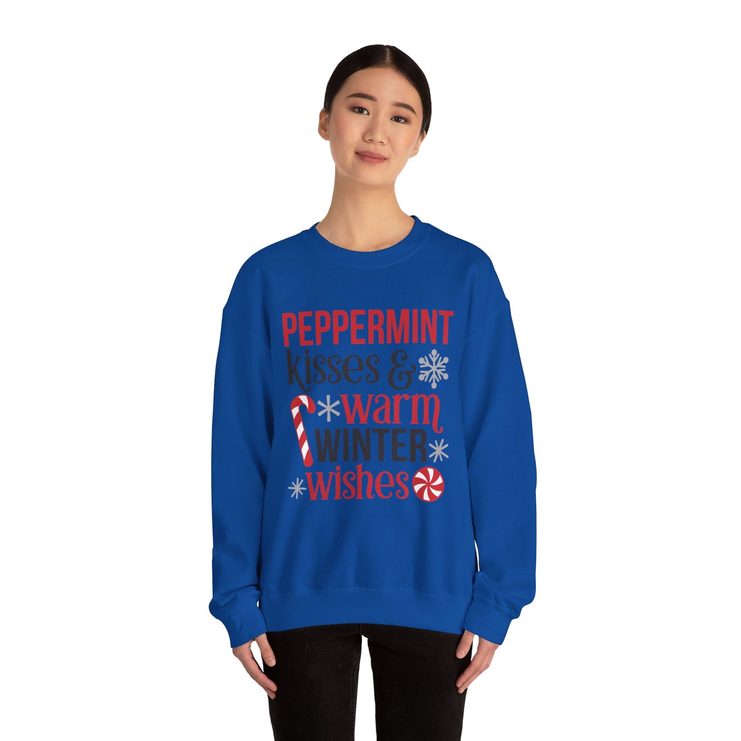 Peppermint Kisses and Warm Winter Wishes Unisex Heavy Blend™ Crewneck Sweatshirt - sizes S - 3X