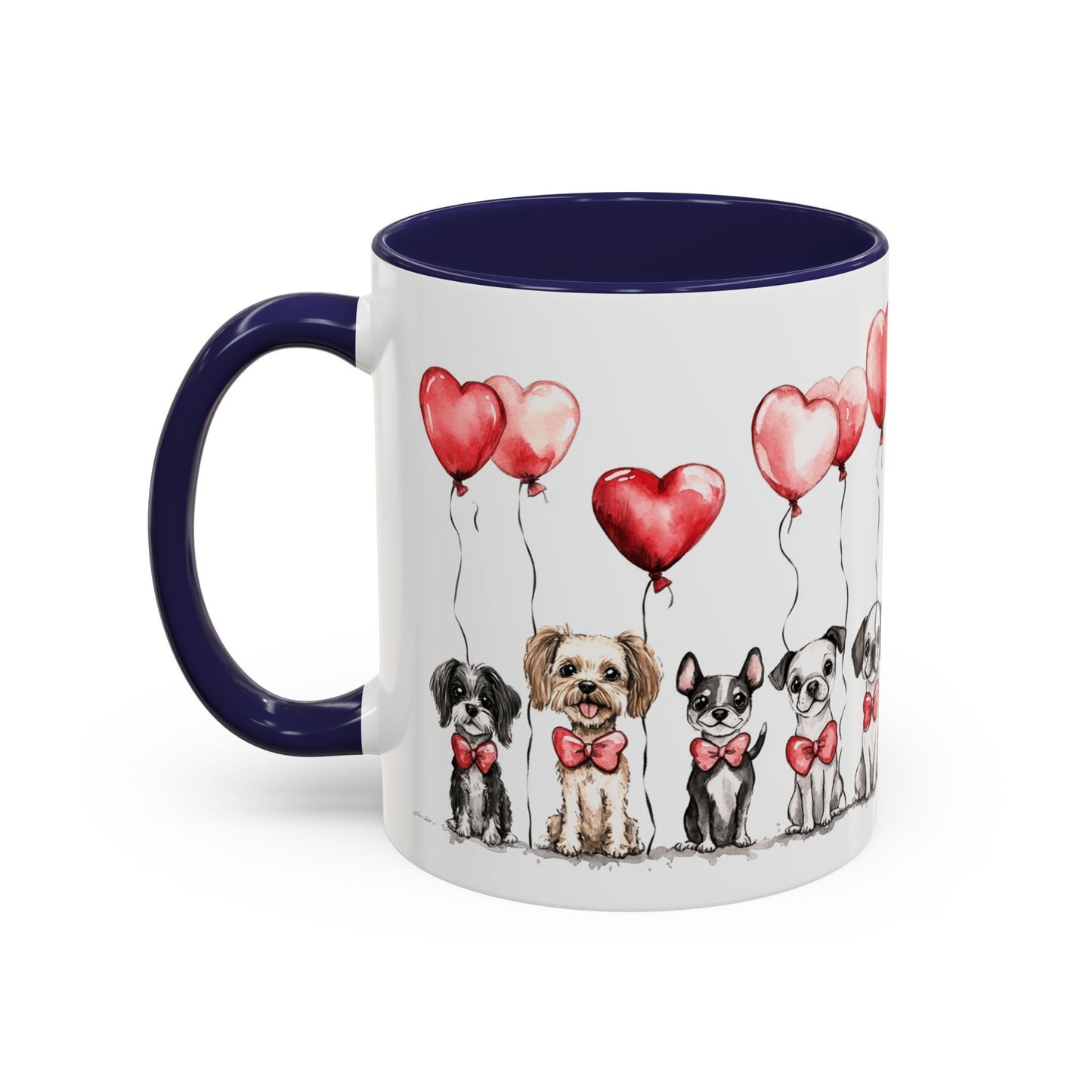 Coffee Mug - Puppy Love Valentine's Day, Cute Dogs and Heart Balloons, 11oz and 15oz, Ceramic