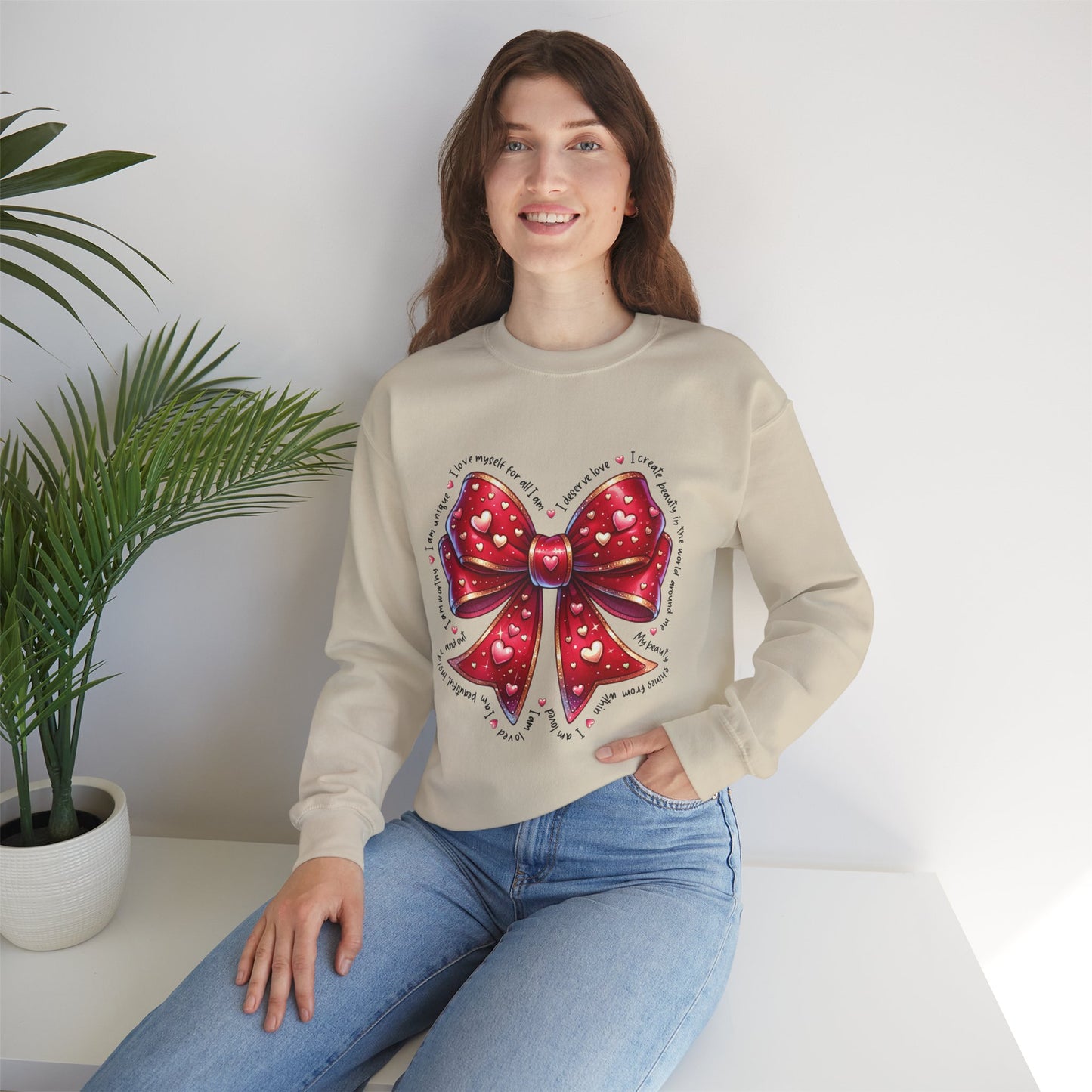 Red Bow Crewneck Sweatshirt - Valentine's Day Gift