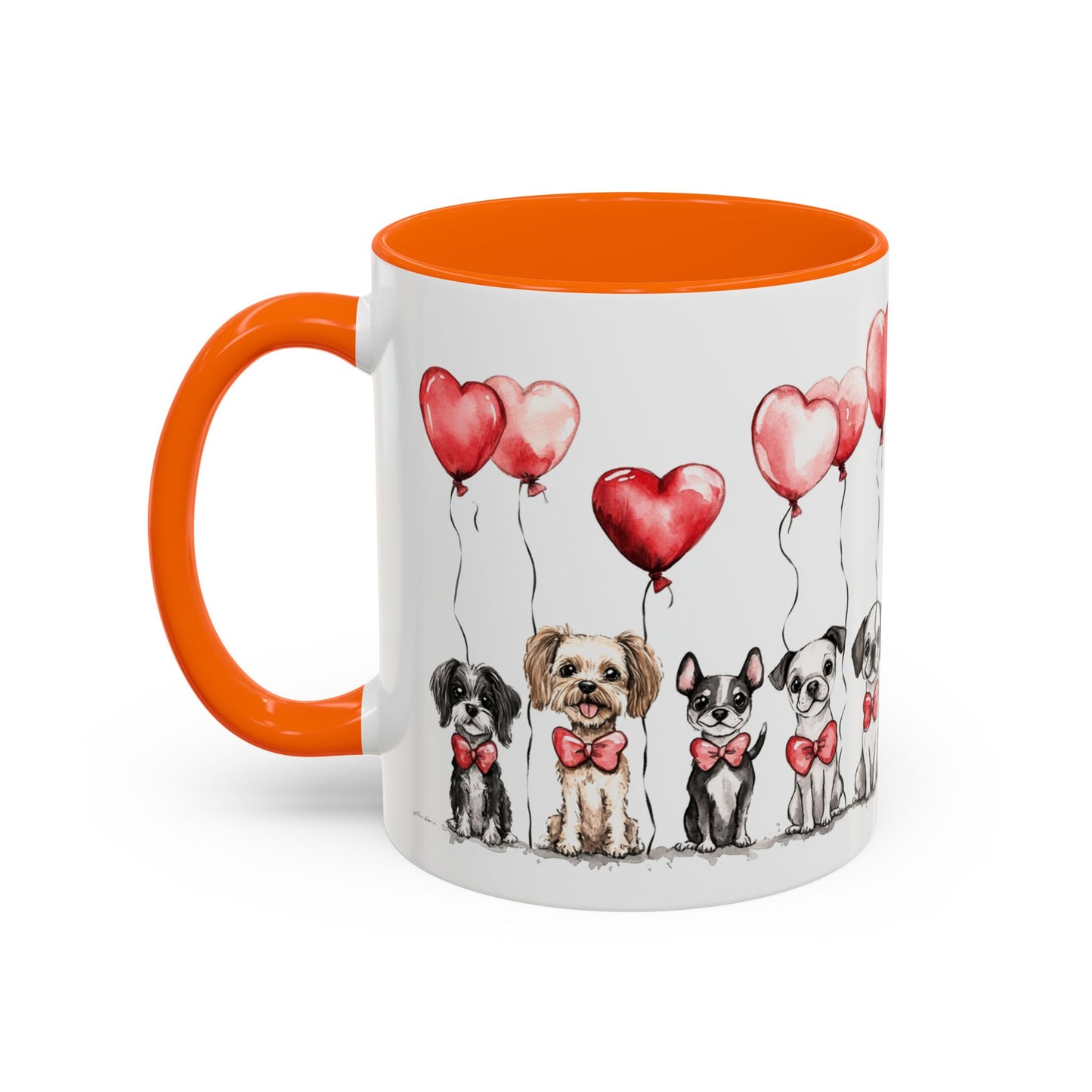 Coffee Mug - Puppy Love Valentine's Day, Cute Dogs and Heart Balloons, 11oz and 15oz, Ceramic