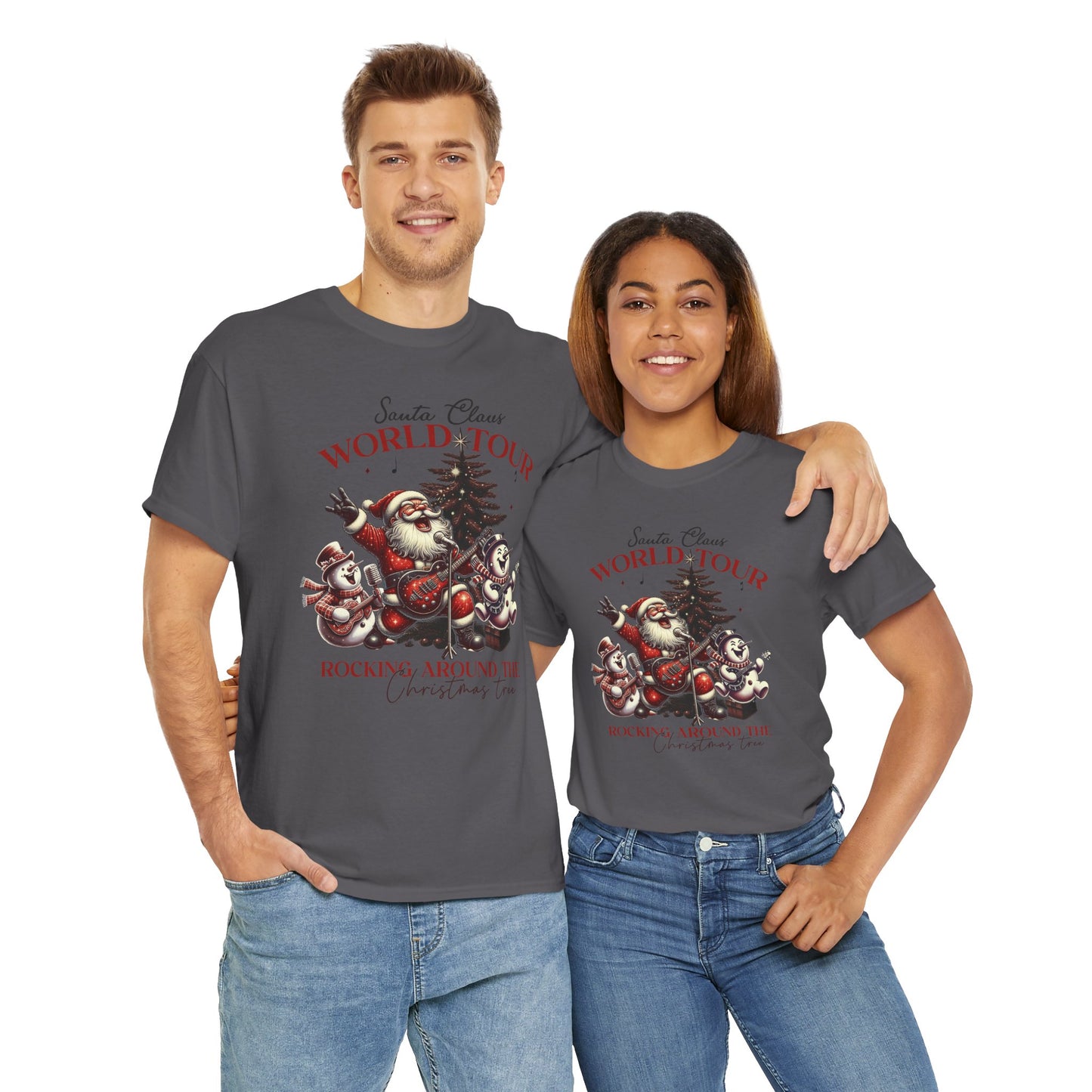 Santa Rocking around the Christmas Tree Unisex Heavy Cotton T-shirt - size S - 5X