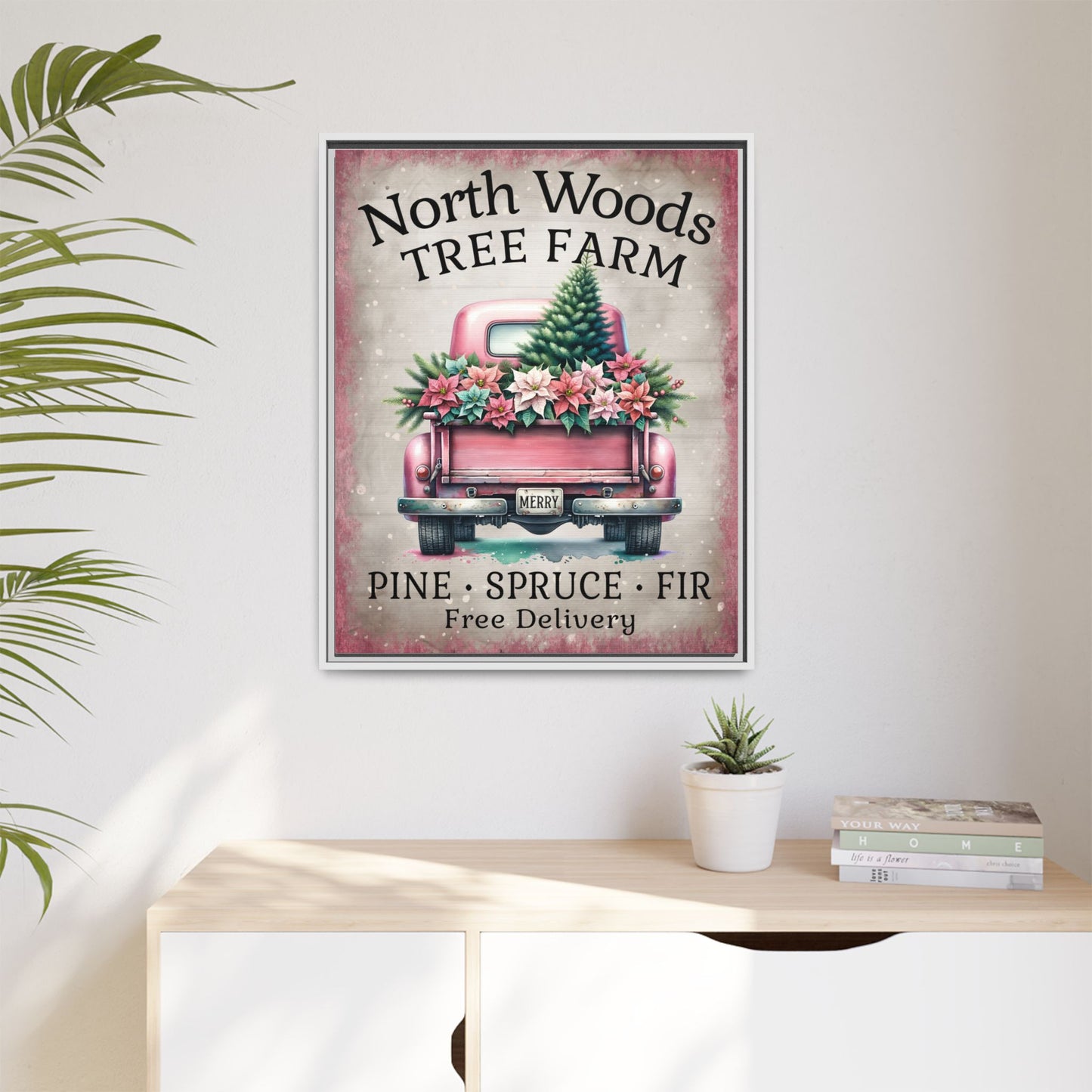North Woods Tree Farm Matte Canvas, Framed (Multi-color)