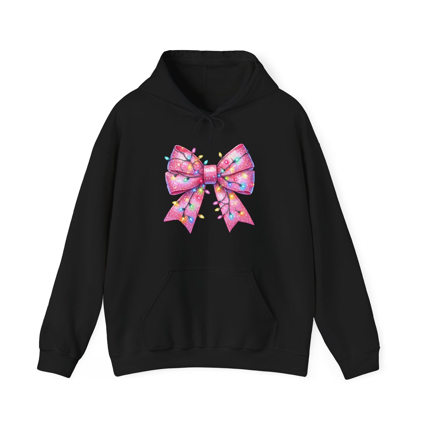 Pink Christmas Bow Heavy Blend Hoodie - Festive Unisex Sweatshirt - sizes S - 5X