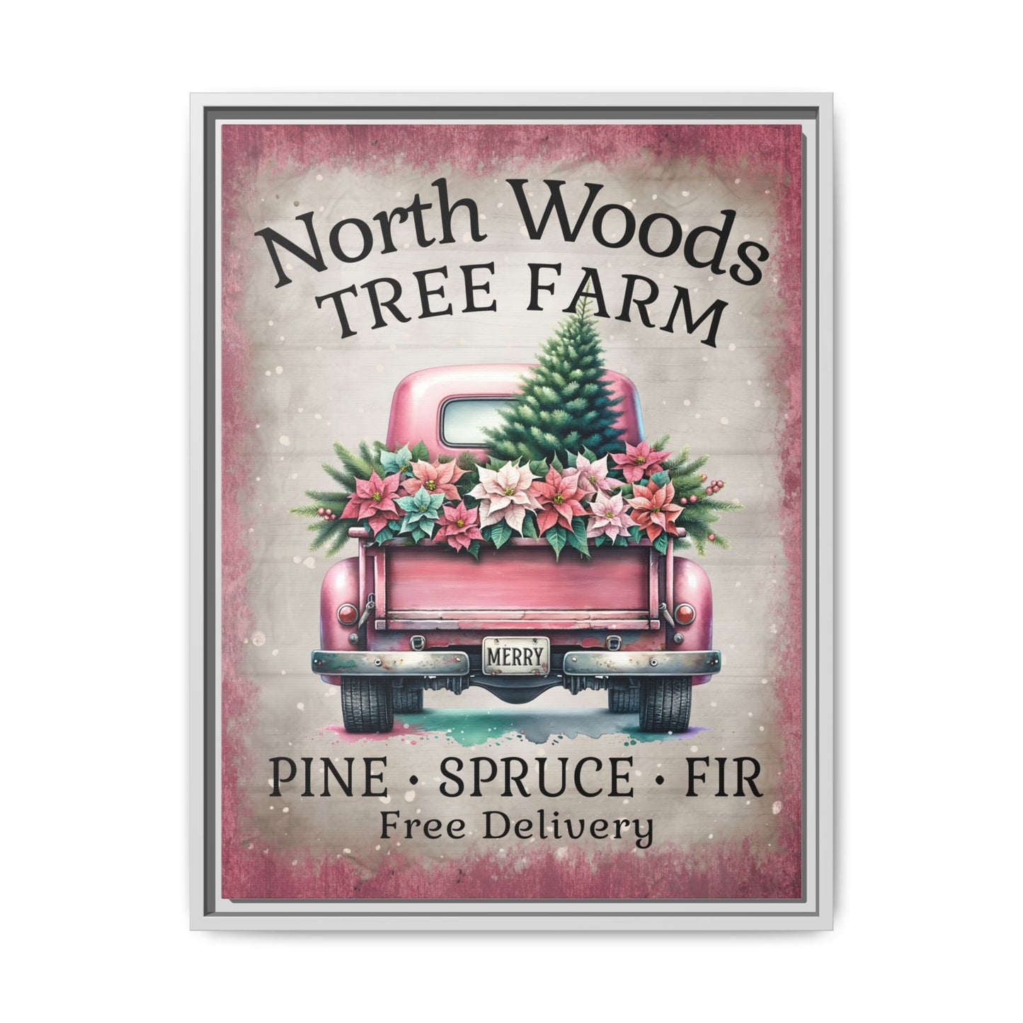 North Woods Tree Farm Matte Canvas, Framed (Multi-color)