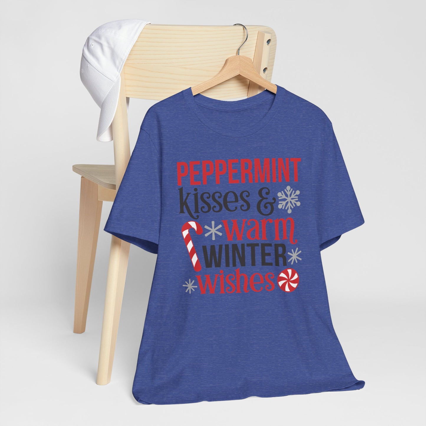 Peppermint Kisses and Warm Winter wishes Unisex Jersey Short Sleeve T-shirt - sizes S - 3X