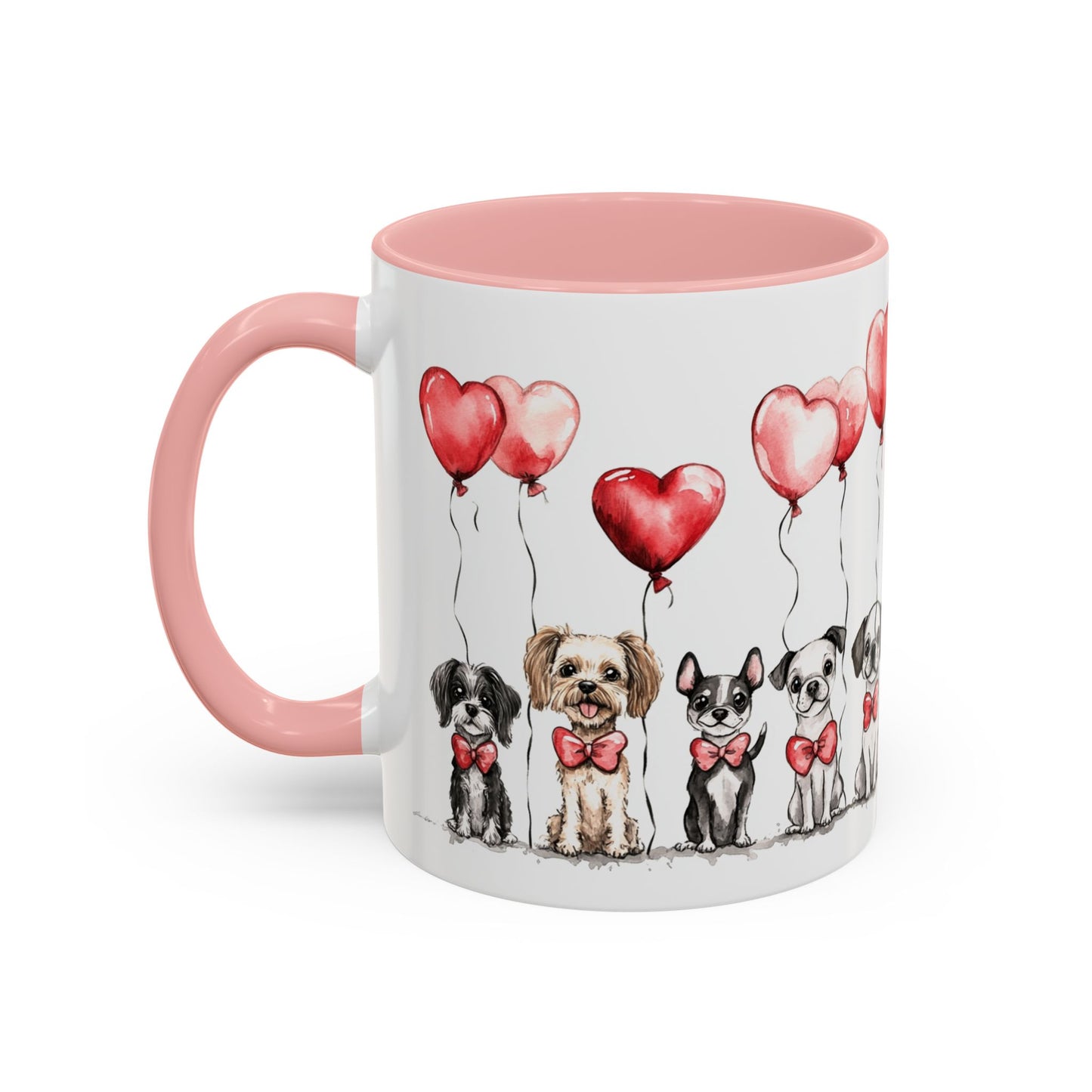 Coffee Mug - Puppy Love Valentine's Day, Cute Dogs and Heart Balloons, 11oz and 15oz, Ceramic