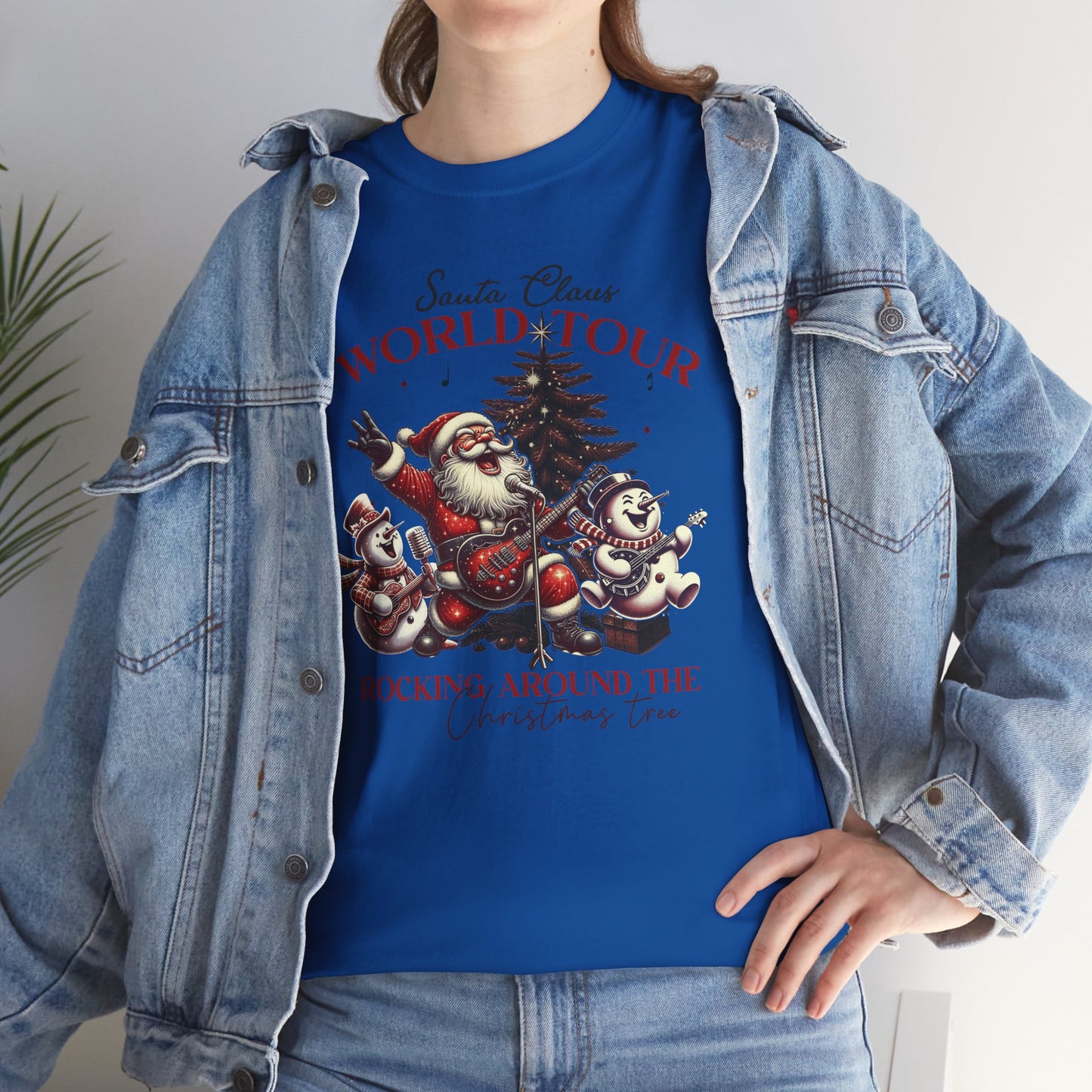 Santa Rocking around the Christmas Tree Unisex Heavy Cotton T-shirt - size S - 5X
