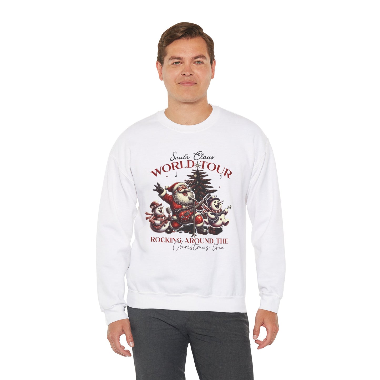 Santa Rocking Around the Christmas Tree Unisex Heavy Blend™ Crewneck Sweatshirt - Size S - 5X