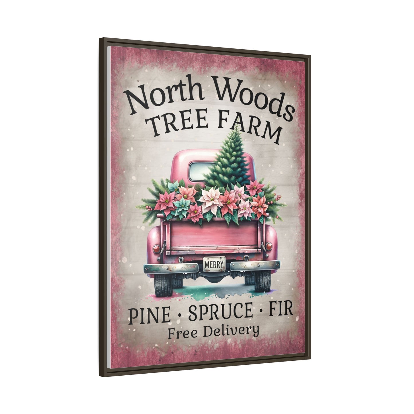 North Woods Tree Farm Matte Canvas, Framed (Multi-color)