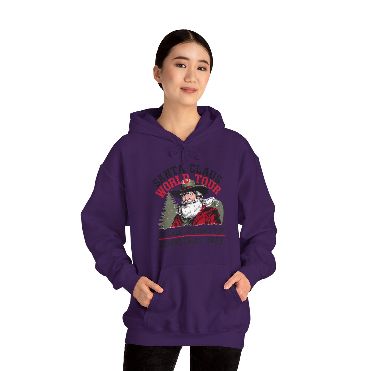 Santa Claus World Tour Unisex Heavy Blend™ Hooded Sweatshirt - sizes S - 3X - Rocking Around the Christmas Tree