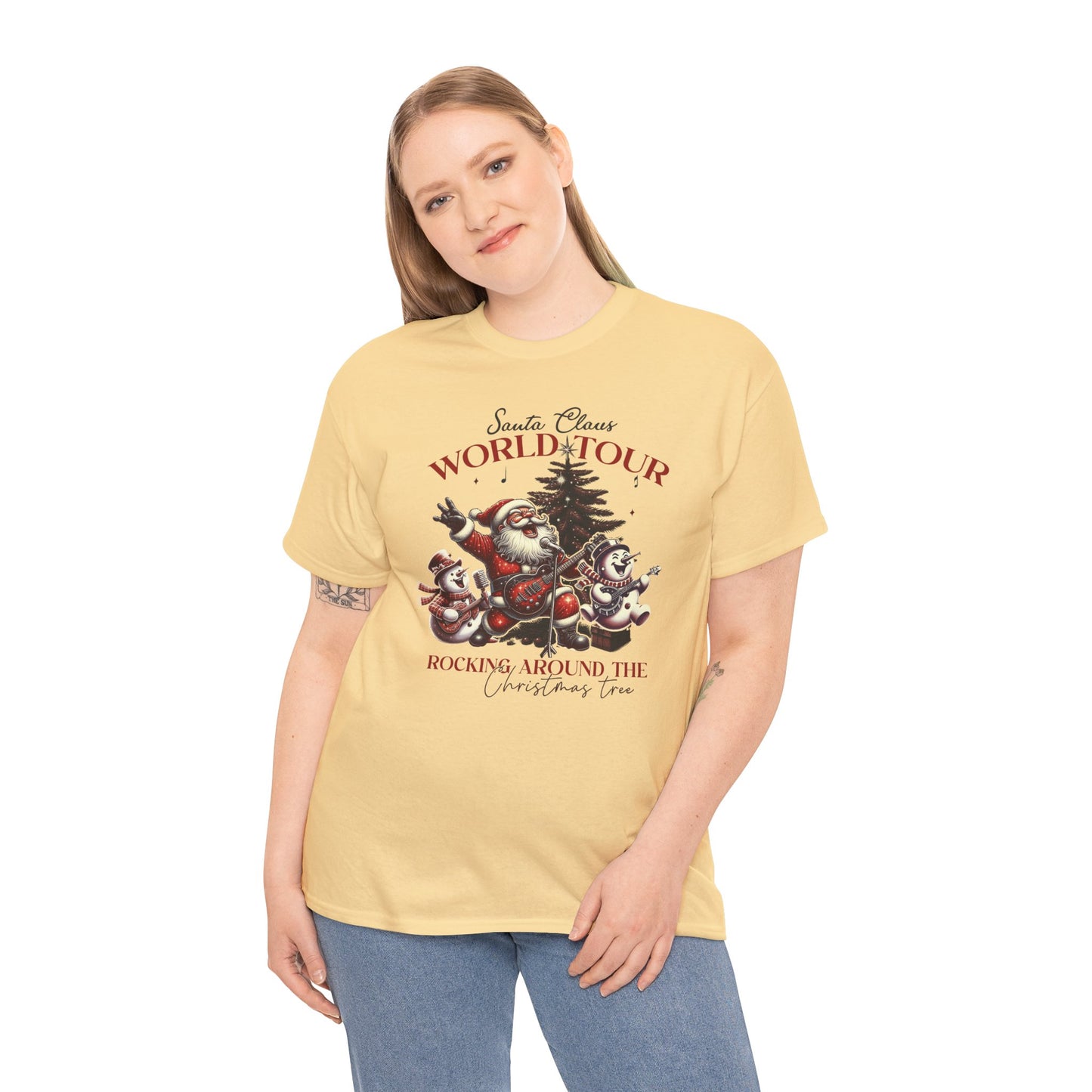 Santa Rocking around the Christmas Tree Unisex Heavy Cotton T-shirt - size S - 5X
