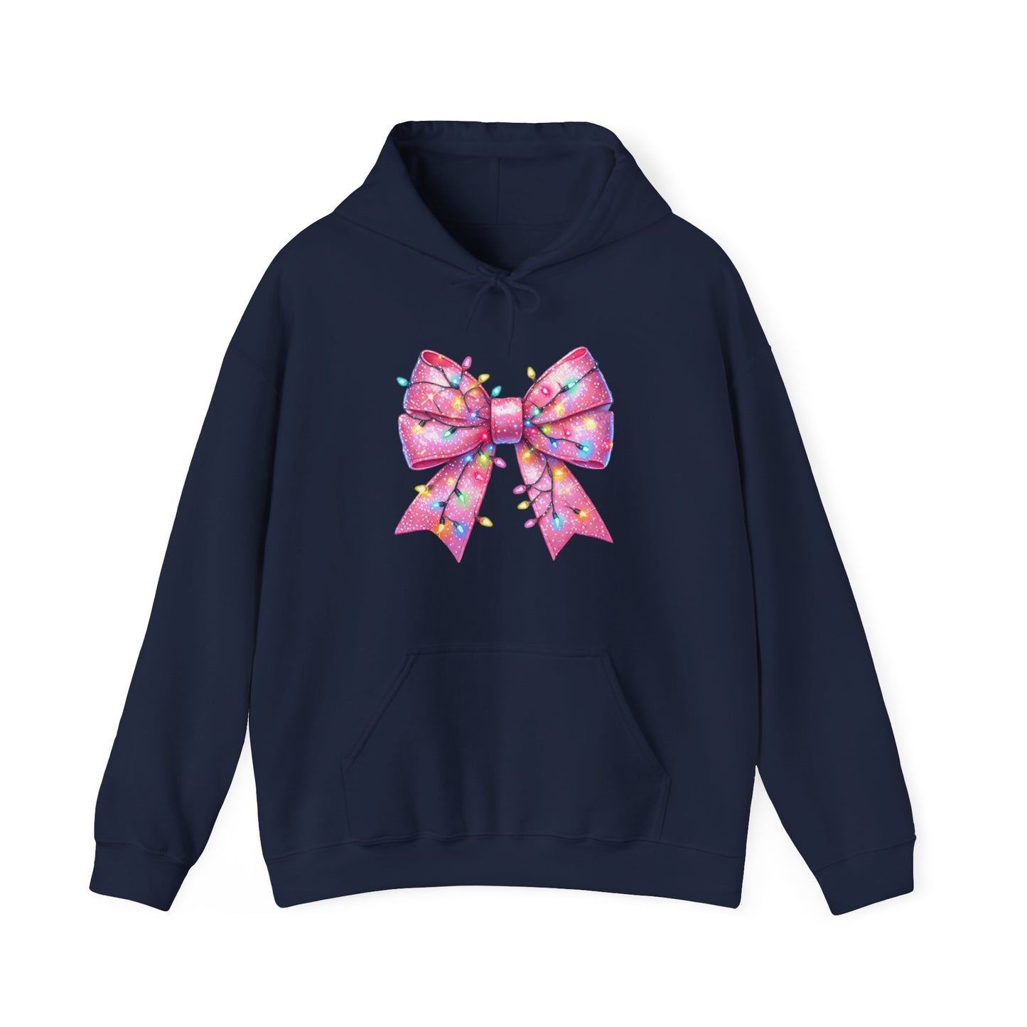 Pink Christmas Bow Heavy Blend Hoodie - Festive Unisex Sweatshirt - sizes S - 5X