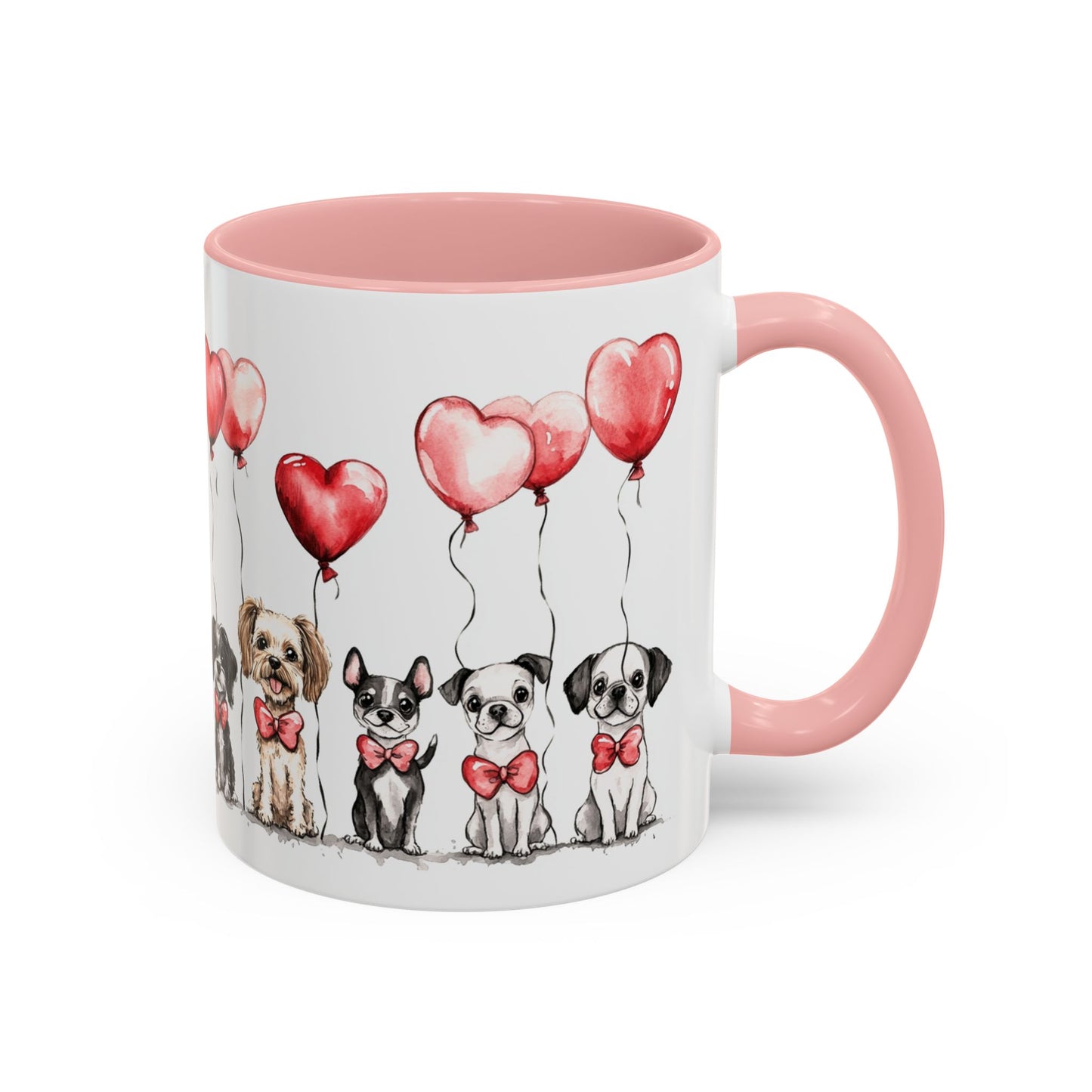 Coffee Mug - Puppy Love Valentine's Day, Cute Dogs and Heart Balloons, 11oz and 15oz, Ceramic