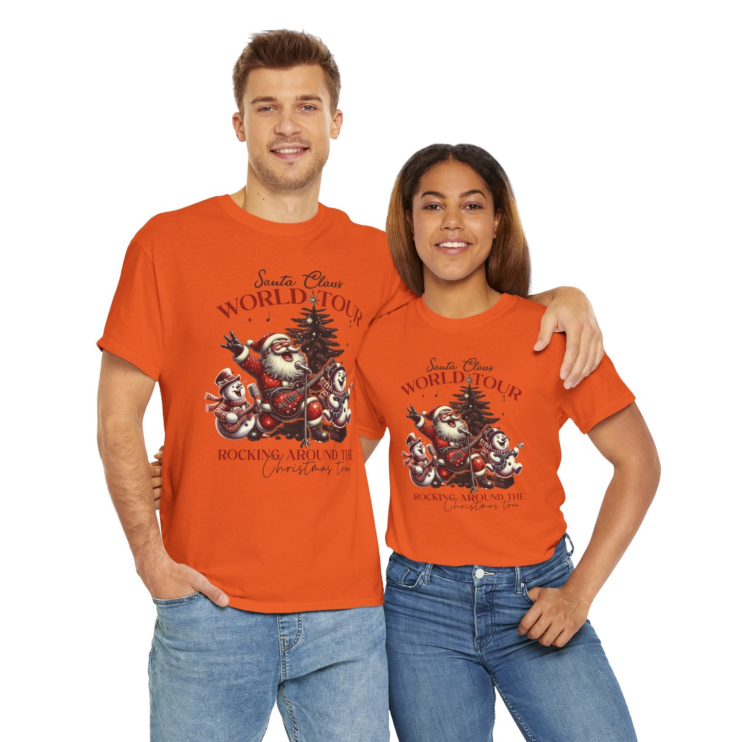 Santa Rocking around the Christmas Tree Unisex Heavy Cotton T-shirt - size S - 5X