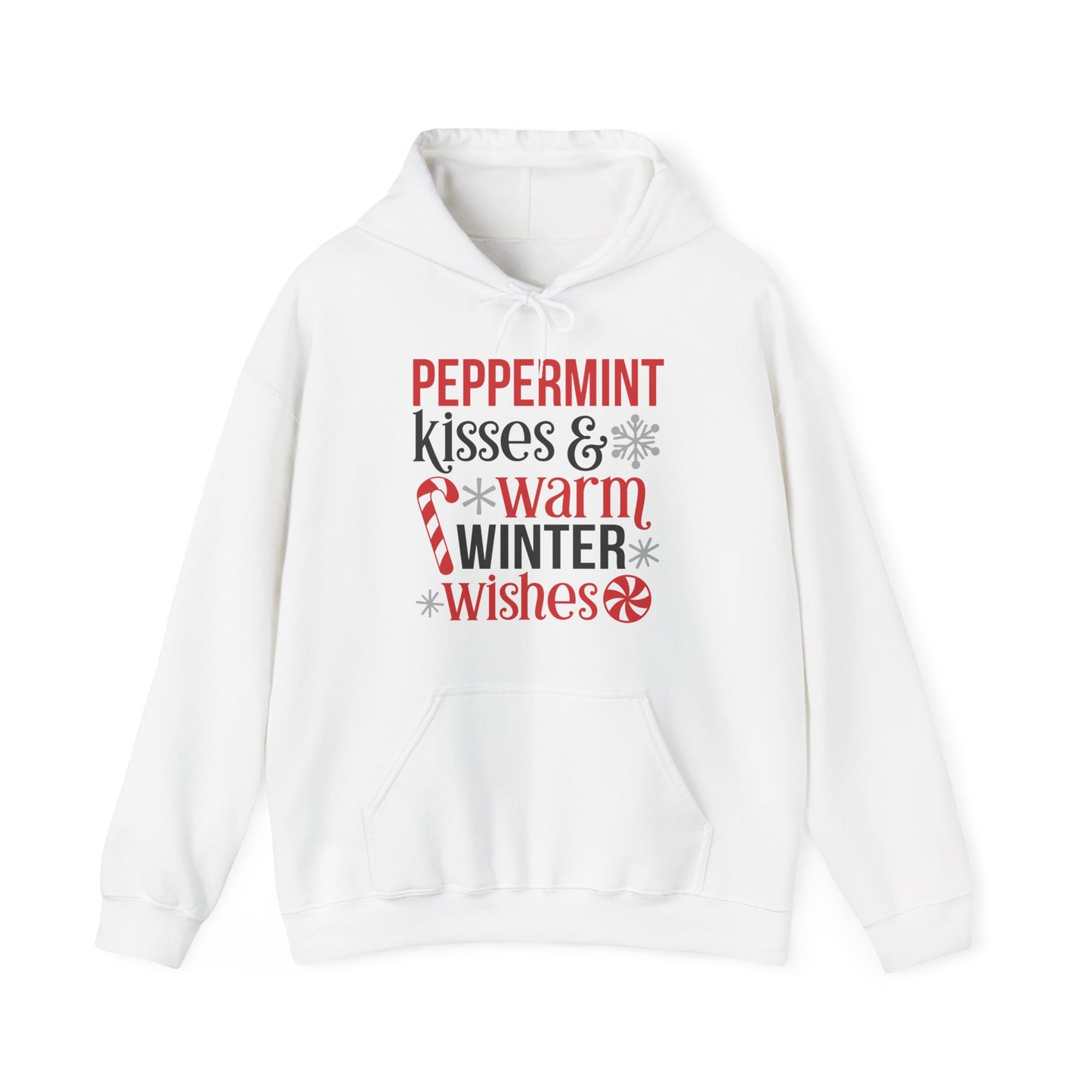 Peppermint Kisses and Warm Winter Wishes Unisex Heavy Blend™ Hooded Sweatshirt - sizes S - 3X