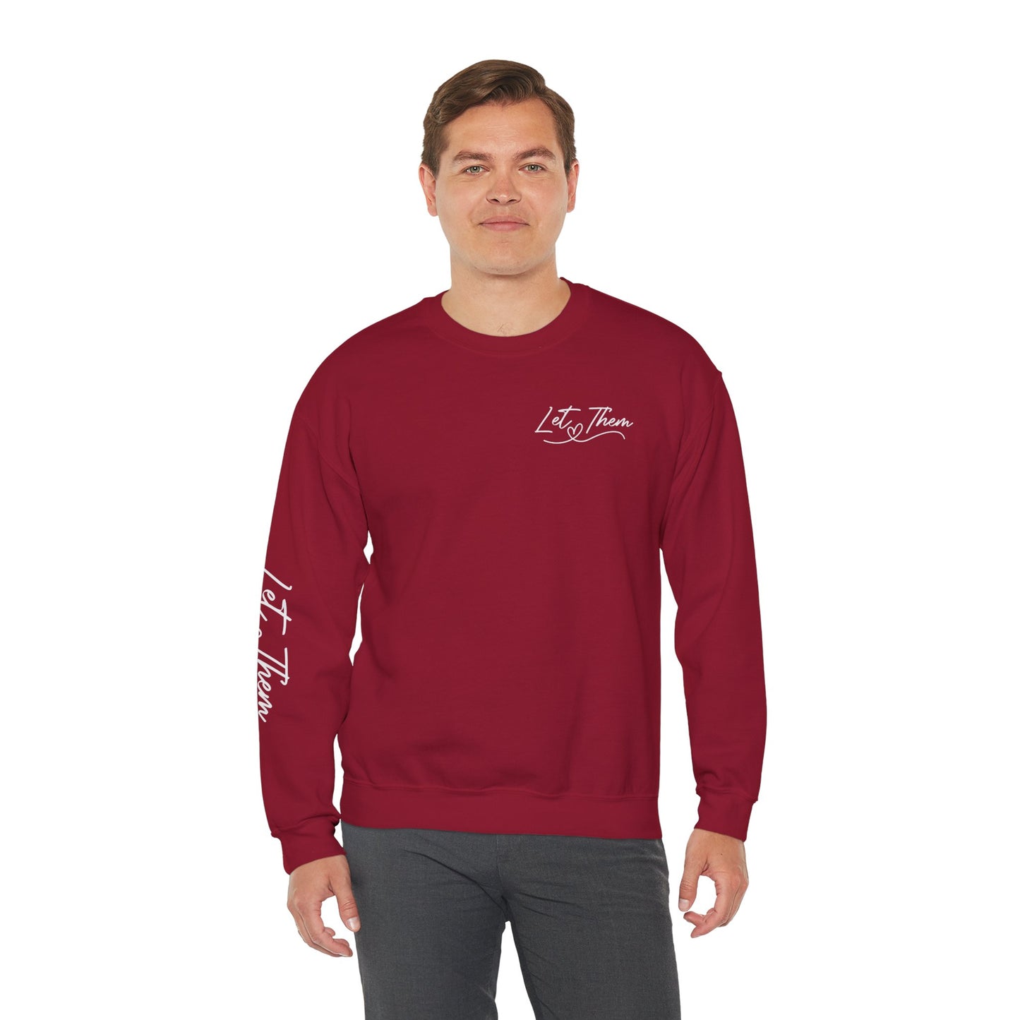 Let them Unisex Sweatshirt, Cozy Crewneck with Front, Back, Sleeve Designs, Warm & Comfy, Gift for All Occasions, Customizable Apparel