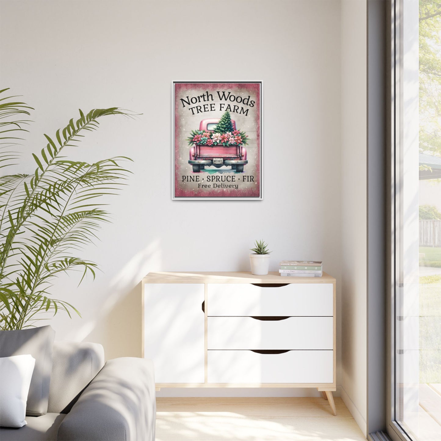 North Woods Tree Farm Matte Canvas, Framed (Multi-color)