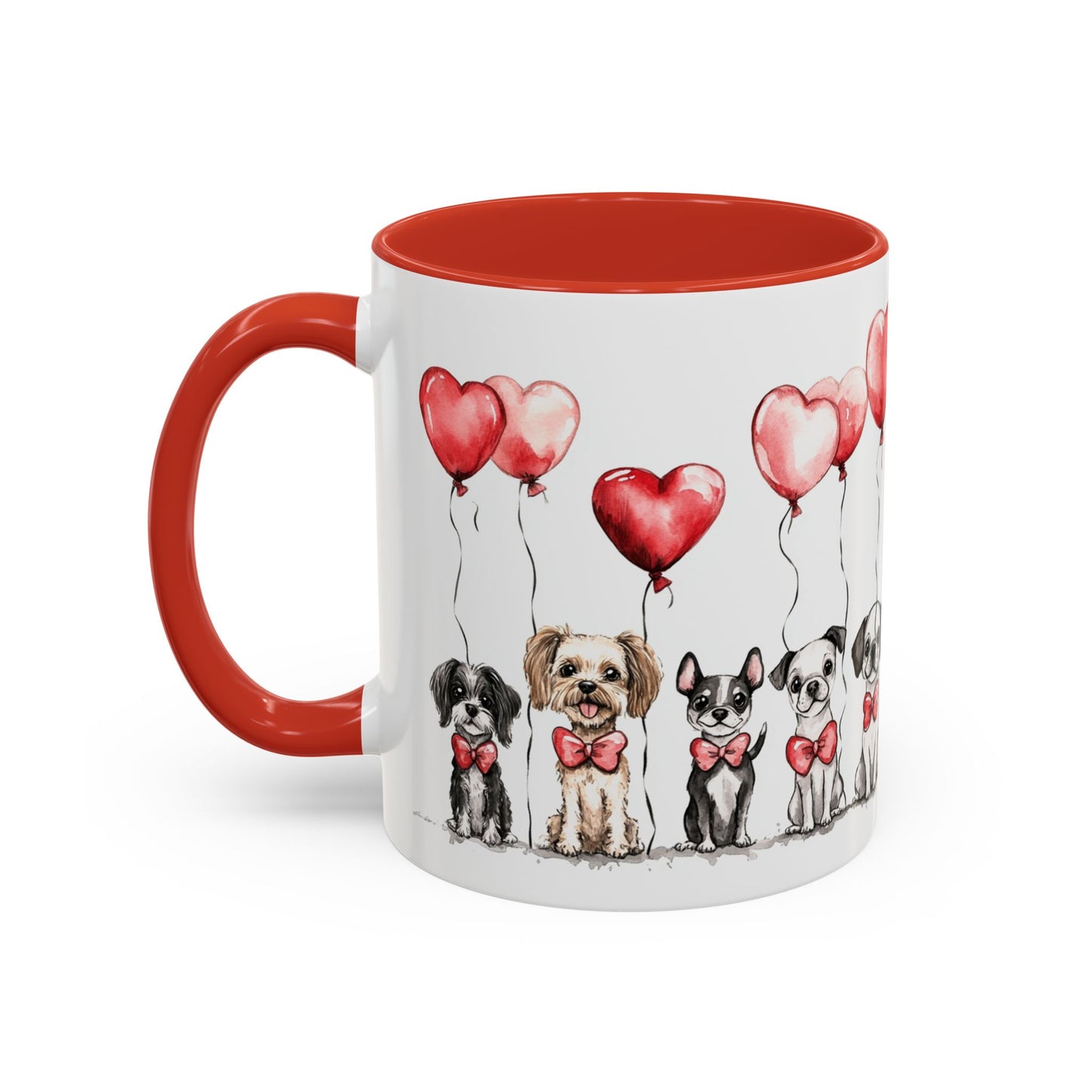Coffee Mug - Puppy Love Valentine's Day, Cute Dogs and Heart Balloons, 11oz and 15oz, Ceramic