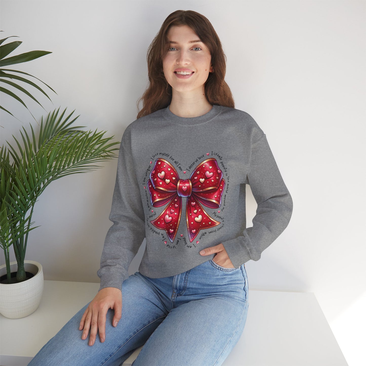 Red Bow Crewneck Sweatshirt - Valentine's Day Gift