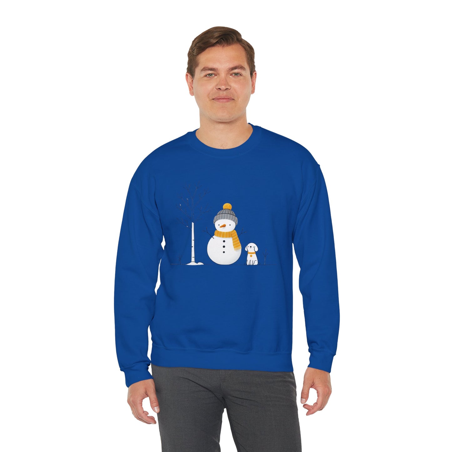 Snowman and Dog Winter Scene Unisex Heavy Blend™ Crewneck Sweatshirt - size S - 3X
