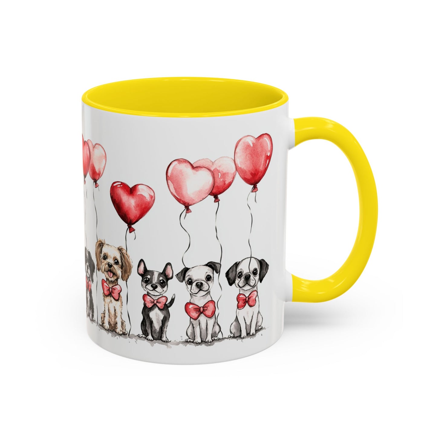 Coffee Mug - Puppy Love Valentine's Day, Cute Dogs and Heart Balloons, 11oz and 15oz, Ceramic