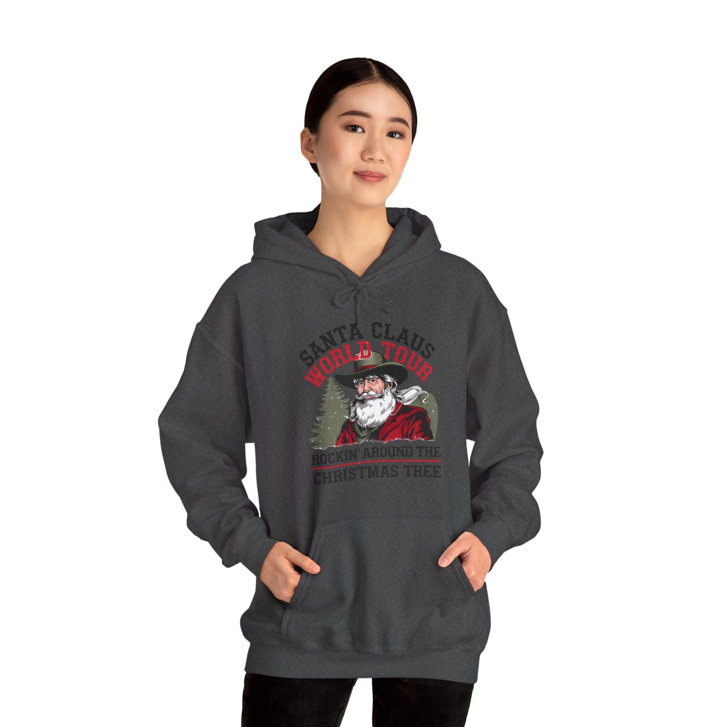Santa Claus World Tour Unisex Heavy Blend™ Hooded Sweatshirt - sizes S - 3X - Rocking Around the Christmas Tree