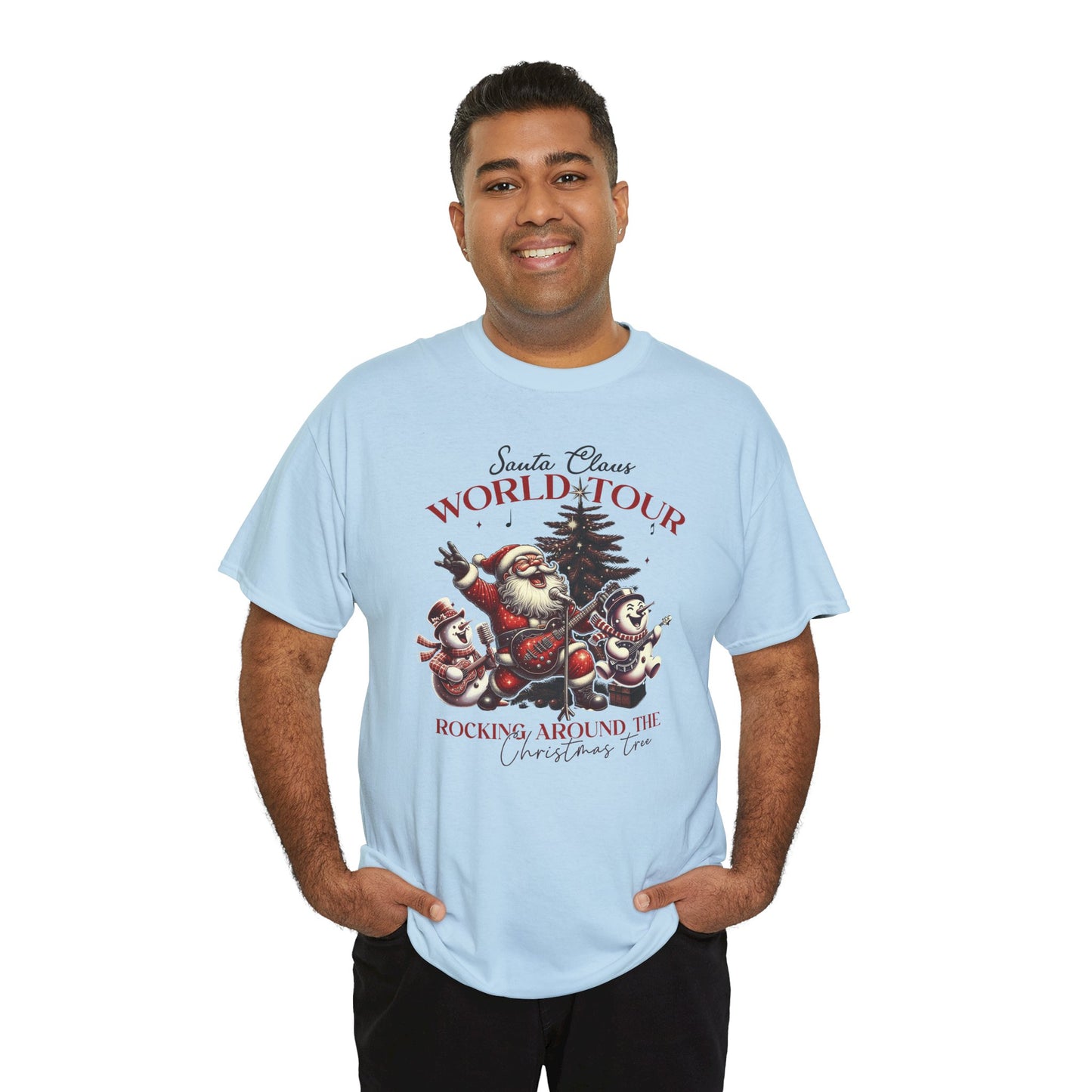 Santa Rocking around the Christmas Tree Unisex Heavy Cotton T-shirt - size S - 5X