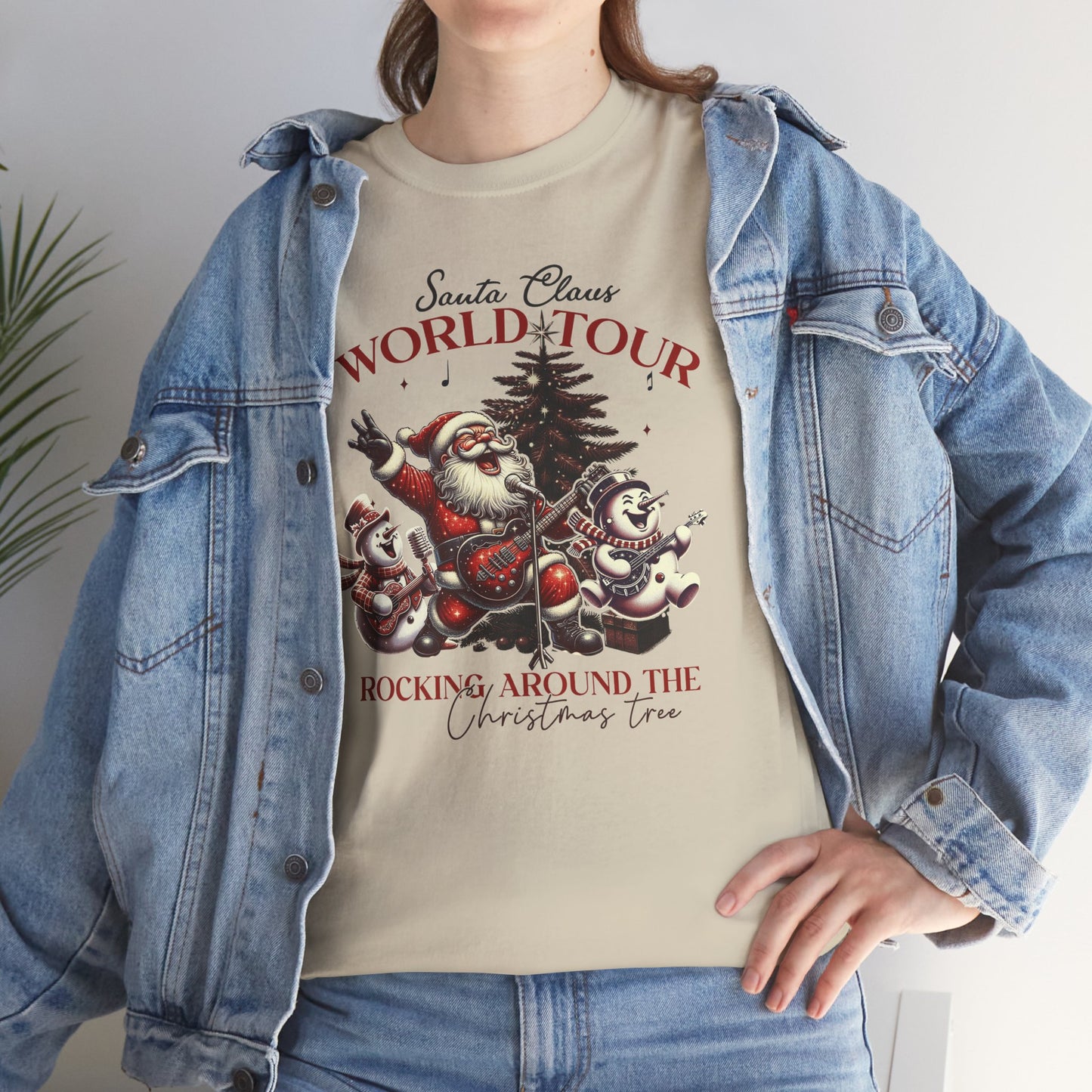 Santa Rocking around the Christmas Tree Unisex Heavy Cotton T-shirt - size S - 5X