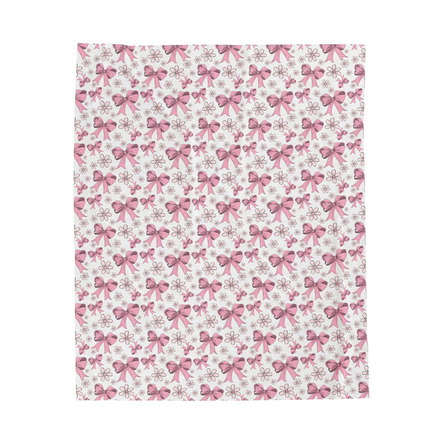 Velveteen Blanket - Pink Bows, Warm & Cozy - 3 sizes