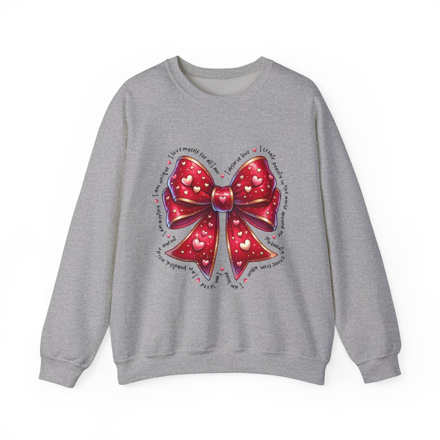 Bow Unisex Heavy Blend Crewneck Sweatshirt - Valentine's Day Warm & Cozy Girly Design