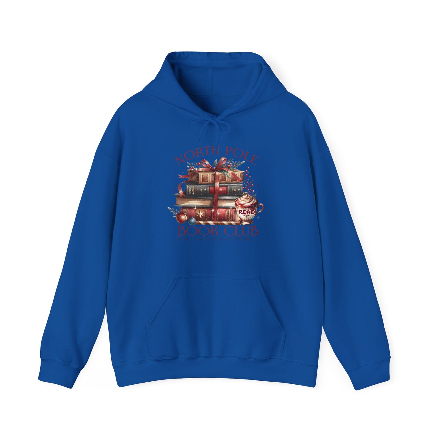 North Pole Book Club Heavy Blend Hoodie - Christmas Book Lover Festive Sweatshirt - sizes S - 5X