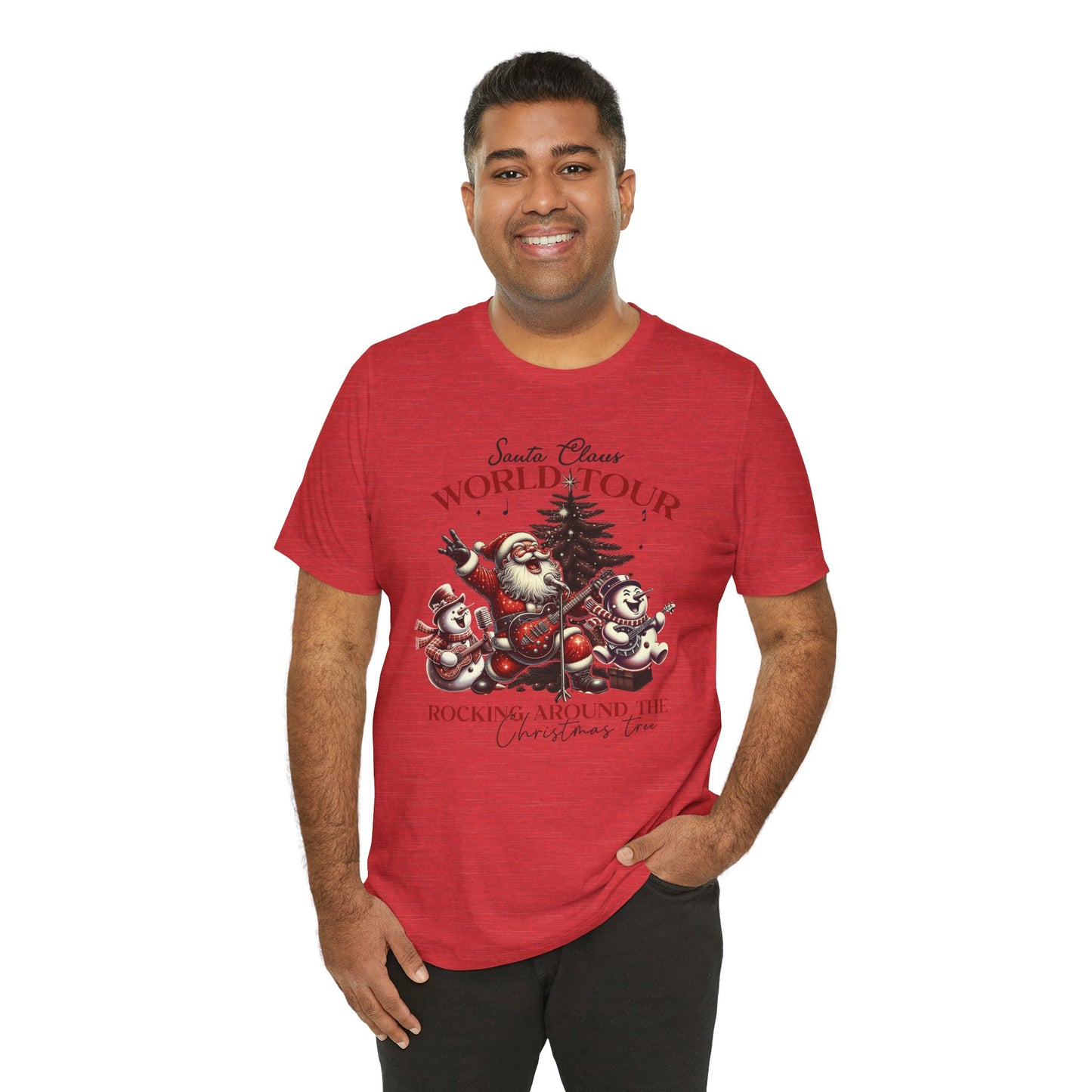 Santa Rocking Around the Christmas Tree Unisex Jersey Short Sleeve T-shirt - sizes S - 3X