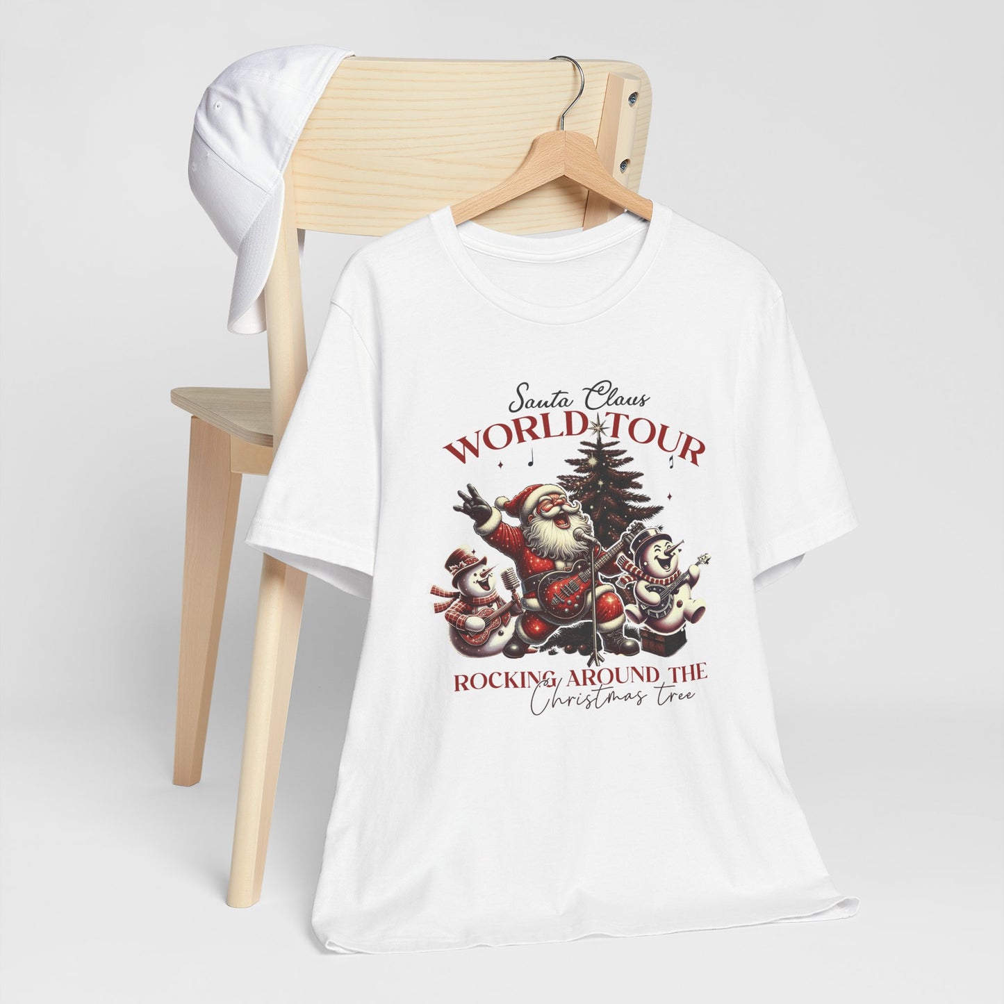 Santa Rocking Around the Christmas Tree Unisex Jersey Short Sleeve T-shirt - sizes S - 3X