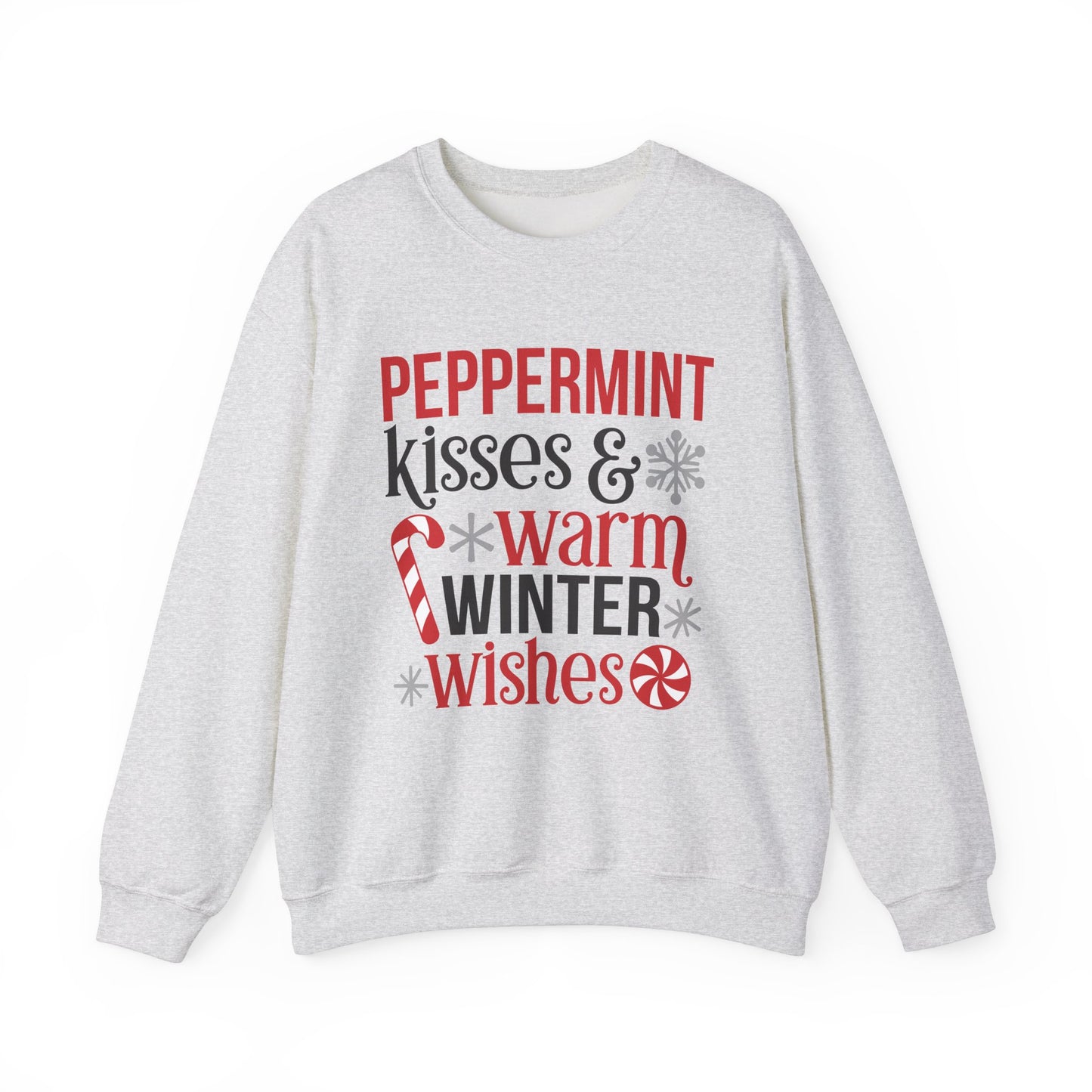 Peppermint Kisses and Warm Winter Wishes Unisex Heavy Blend™ Crewneck Sweatshirt - sizes S - 3X