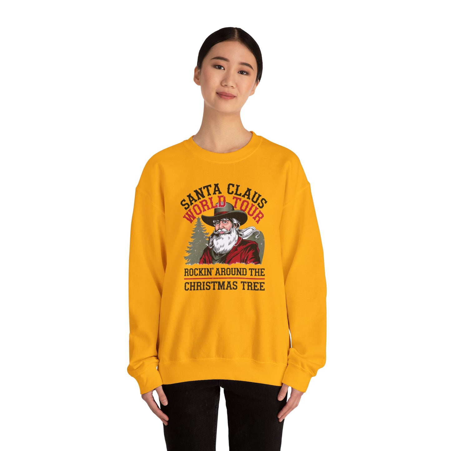 Santa Claus World Tour Unisex Heavy Blend™ Crewneck Sweatshirt - sizes S - 3X - Rocking around the Christmas Tree