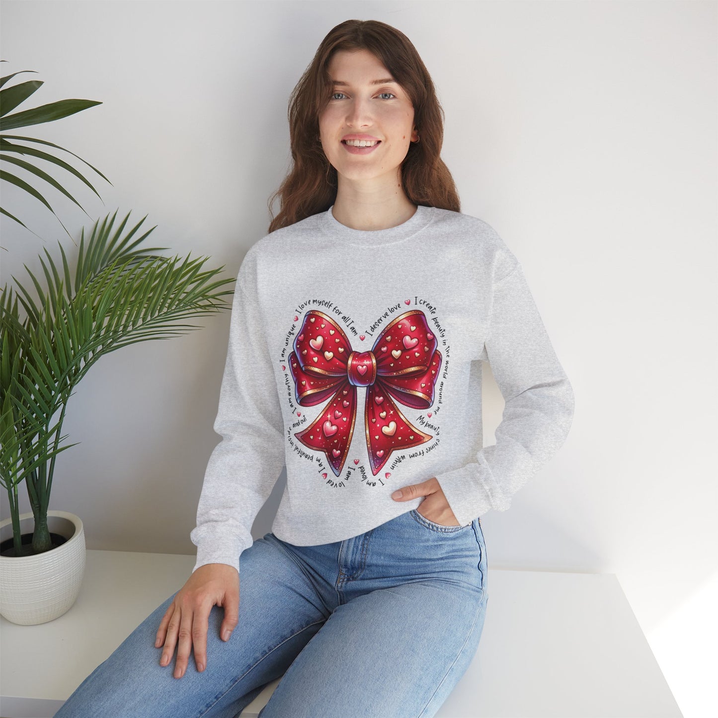 Red Bow Crewneck Sweatshirt - Valentine's Day Gift