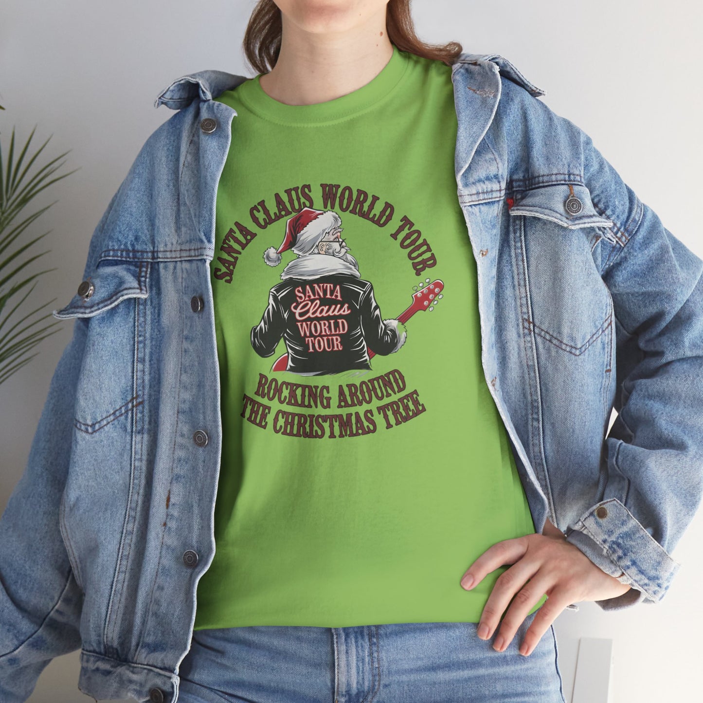 Santa Claus World Tour Unisex Heavy Cotton Tee - sizes S - 3X - Rocking around the Christmas Tree