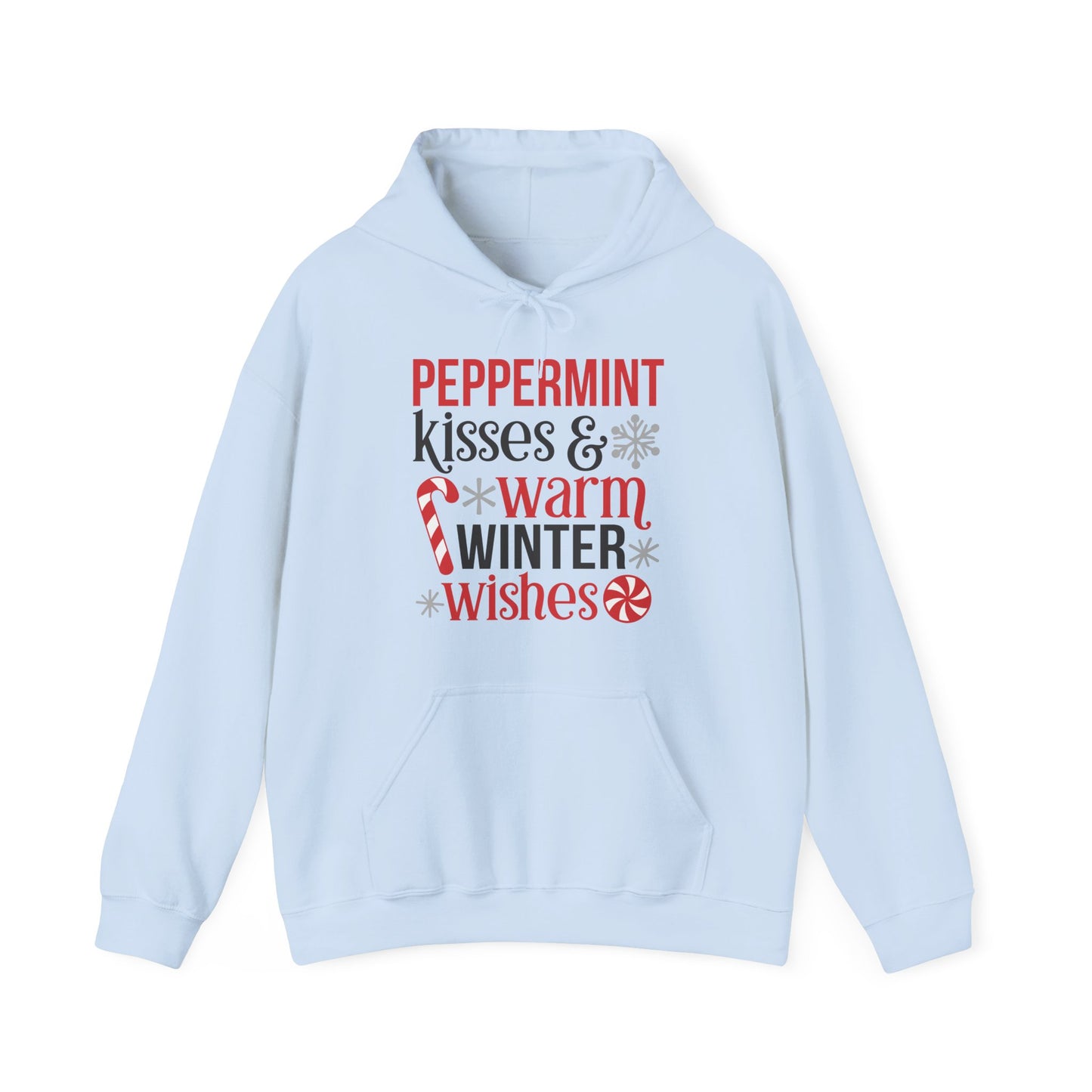 Peppermint Kisses and Warm Winter Wishes Unisex Heavy Blend™ Hooded Sweatshirt - sizes S - 3X